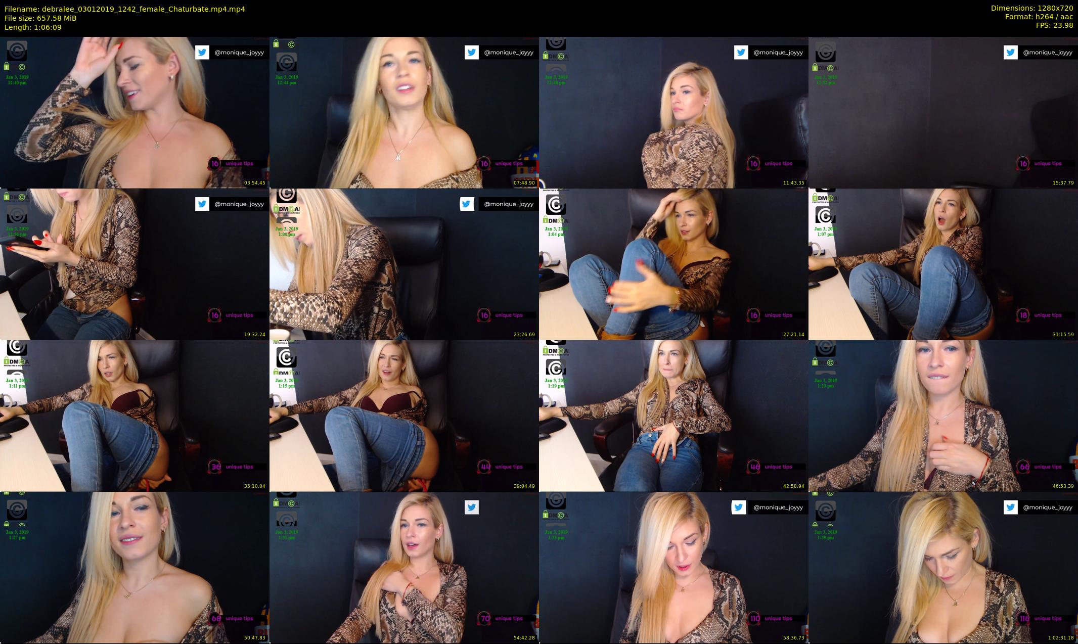debralee — 67 minute Chaturbate female cam show recording, 720p, Jan 3, 2019