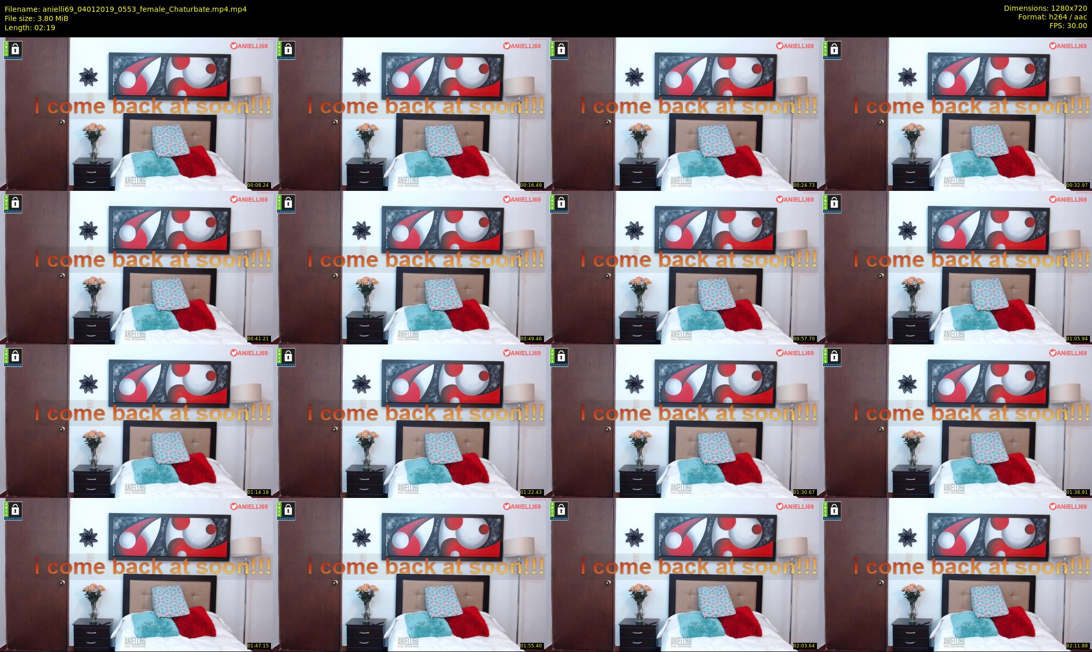 anielli69 — 3 minute Chaturbate female cam show recording, 720p, Jan 4, 2019