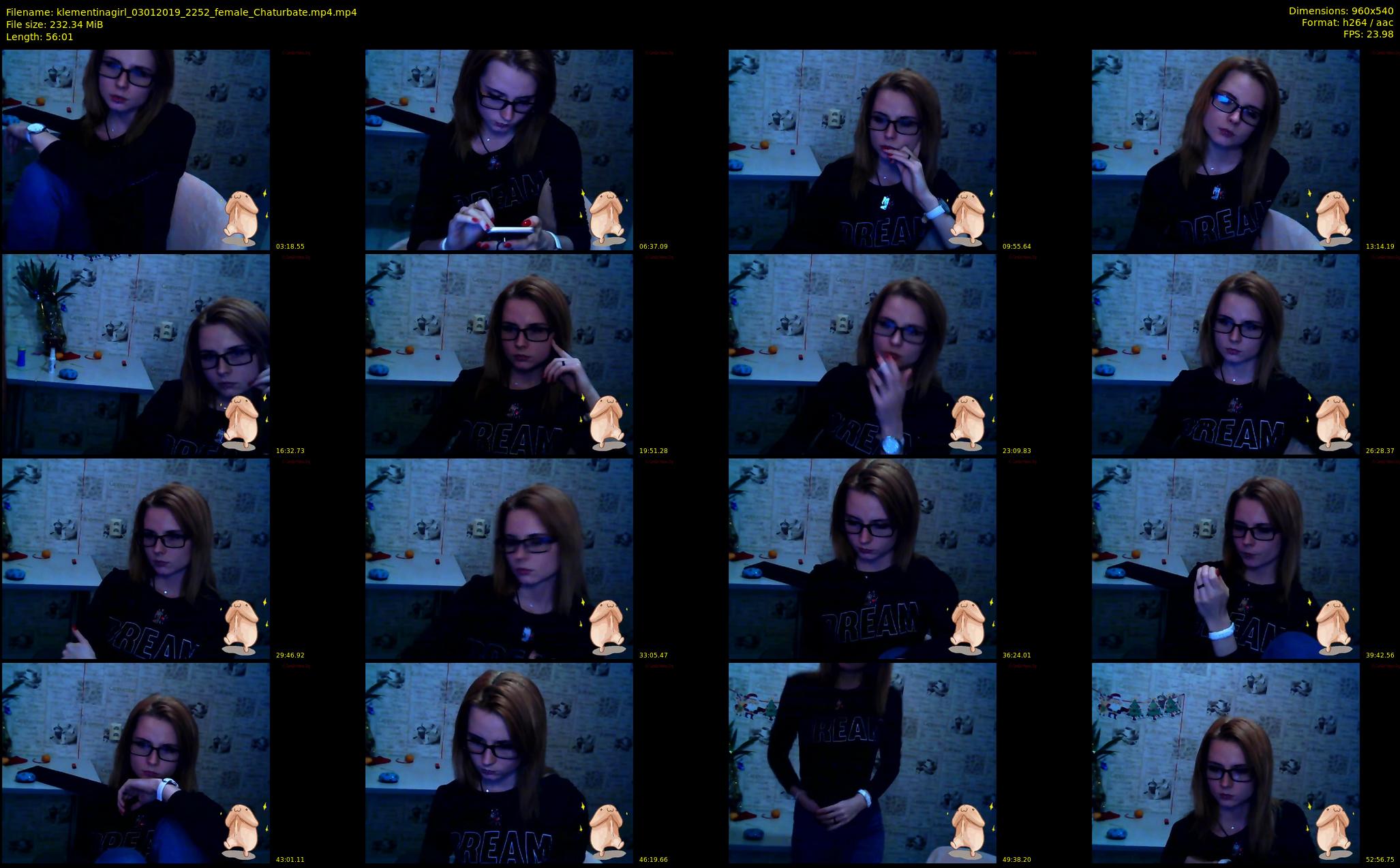klementinagirl — 57 minute Chaturbate female cam show recording, 480p, Jan 3, 2019