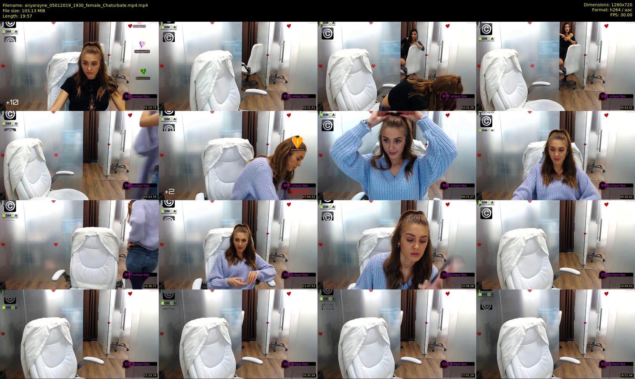 anyarayne — 20 minute Chaturbate female cam show recording, 720p, Jan 5, 2019
