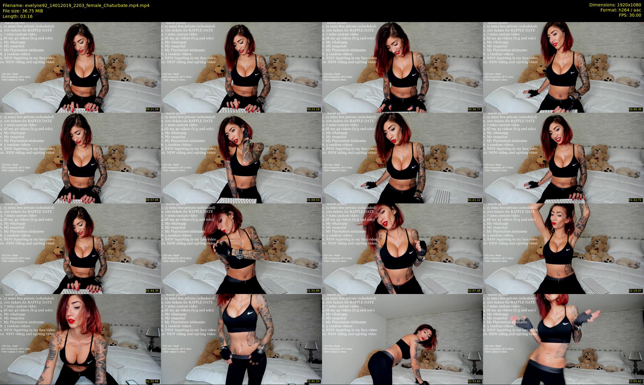 evelyne92 — 4 minute Chaturbate female cam show recording, 1080p, Jan 14, 2019