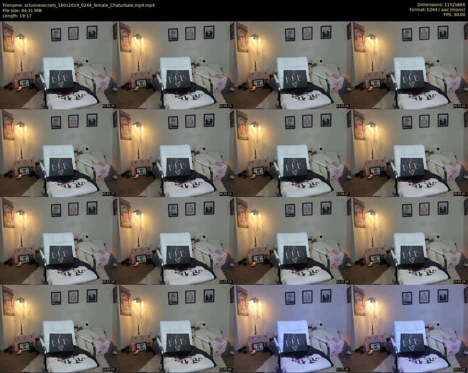 xclusivesecrets — 20 minute Chaturbate female cam show recording, 720p, Jan 16, 2019
