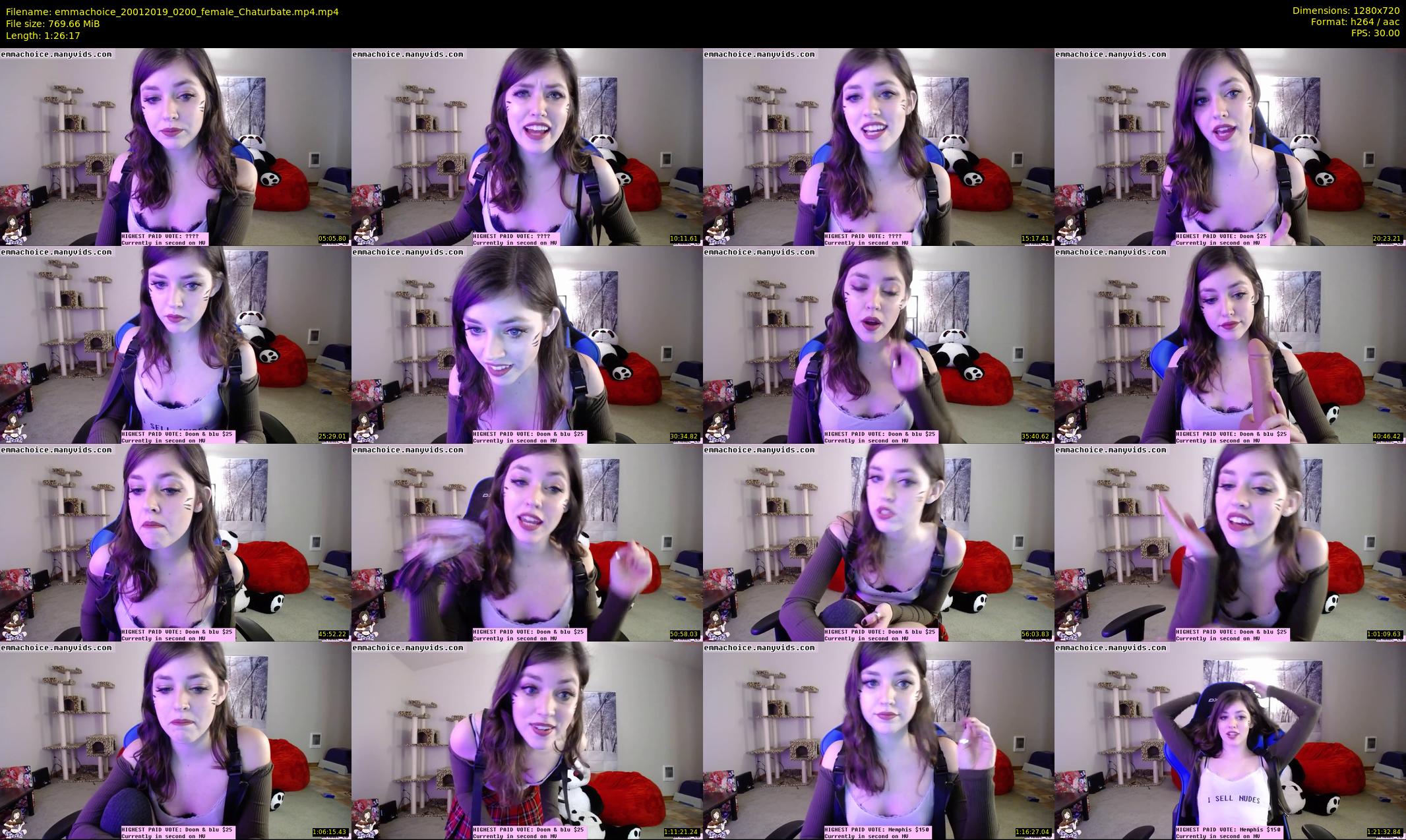 emmachoice — 87 minute Chaturbate female cam show recording, 720p, Jan 20, 2019