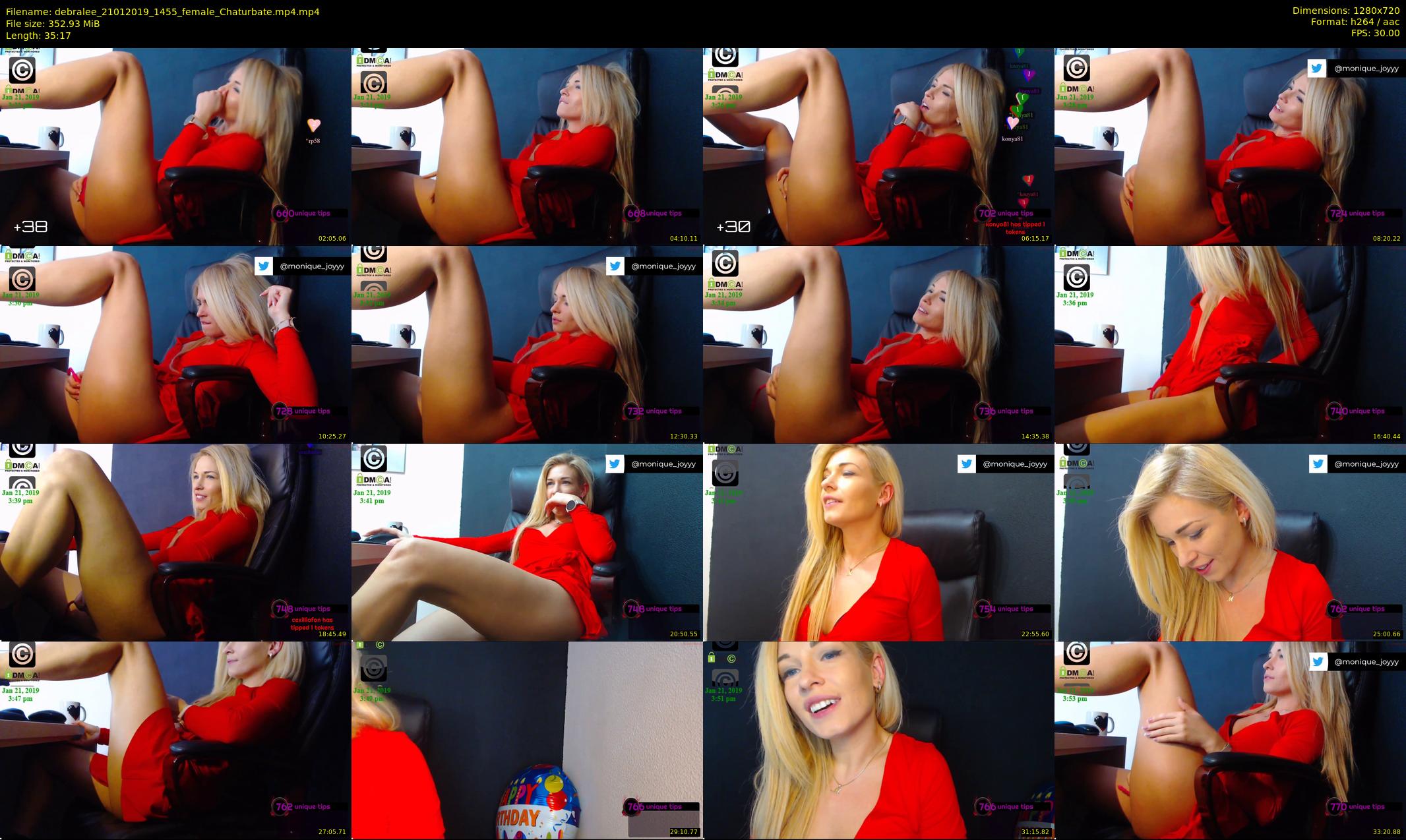debralee — 36 minute Chaturbate female cam show recording, 720p, Jan 21, 2019