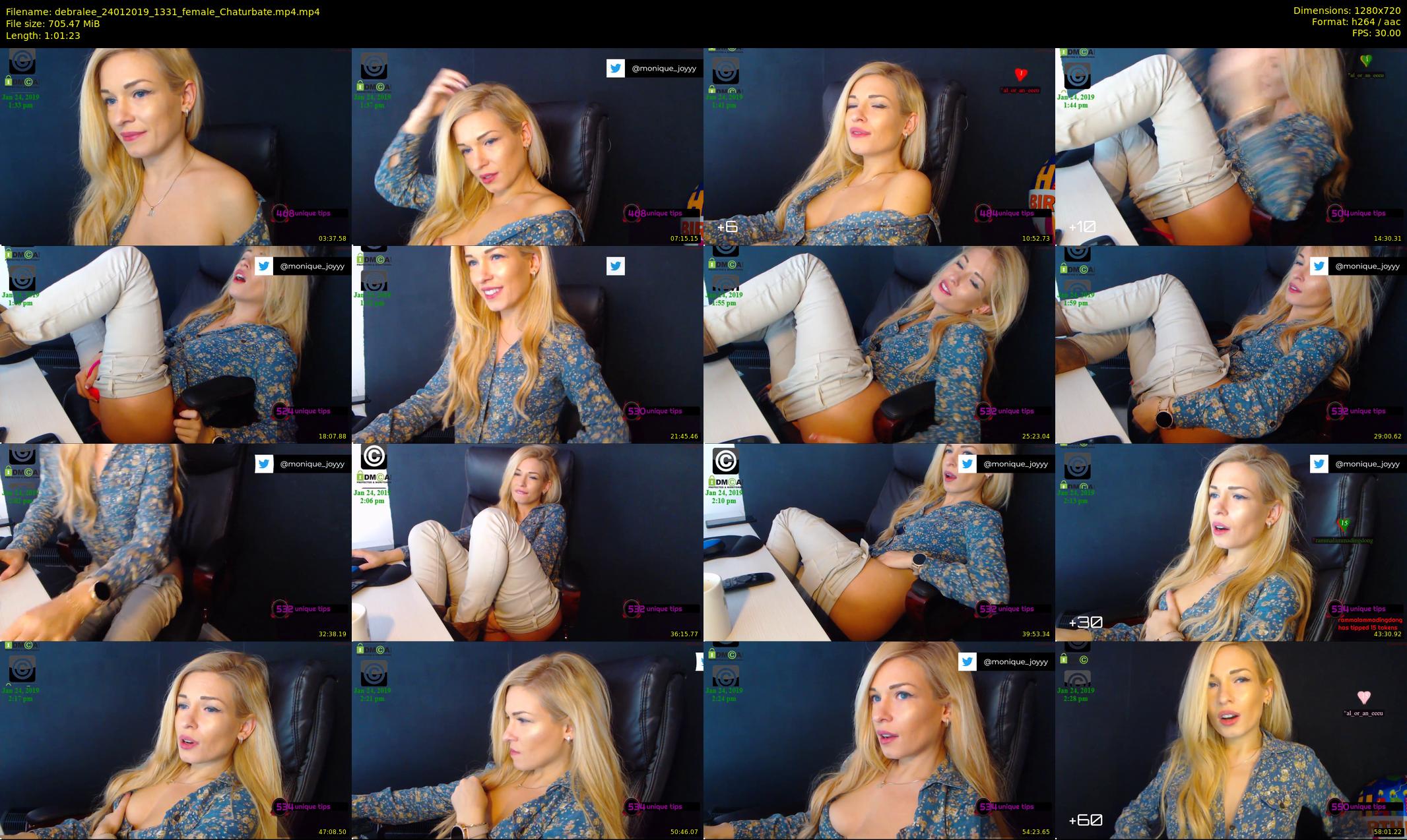 debralee — 62 minute Chaturbate female cam show recording, 720p, Jan 24, 2019