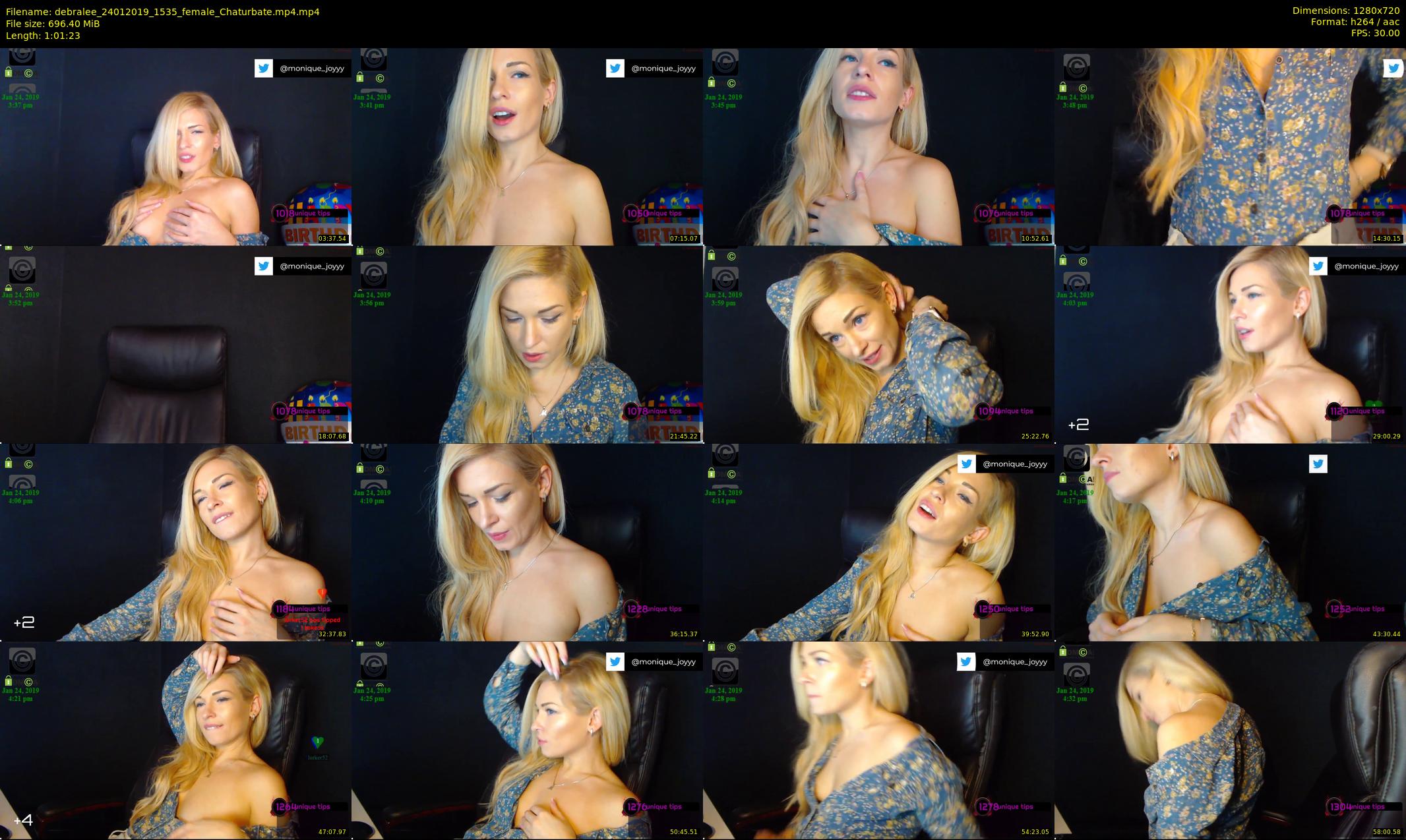 debralee — 62 minute Chaturbate female cam show recording, 720p, Jan 24, 2019
