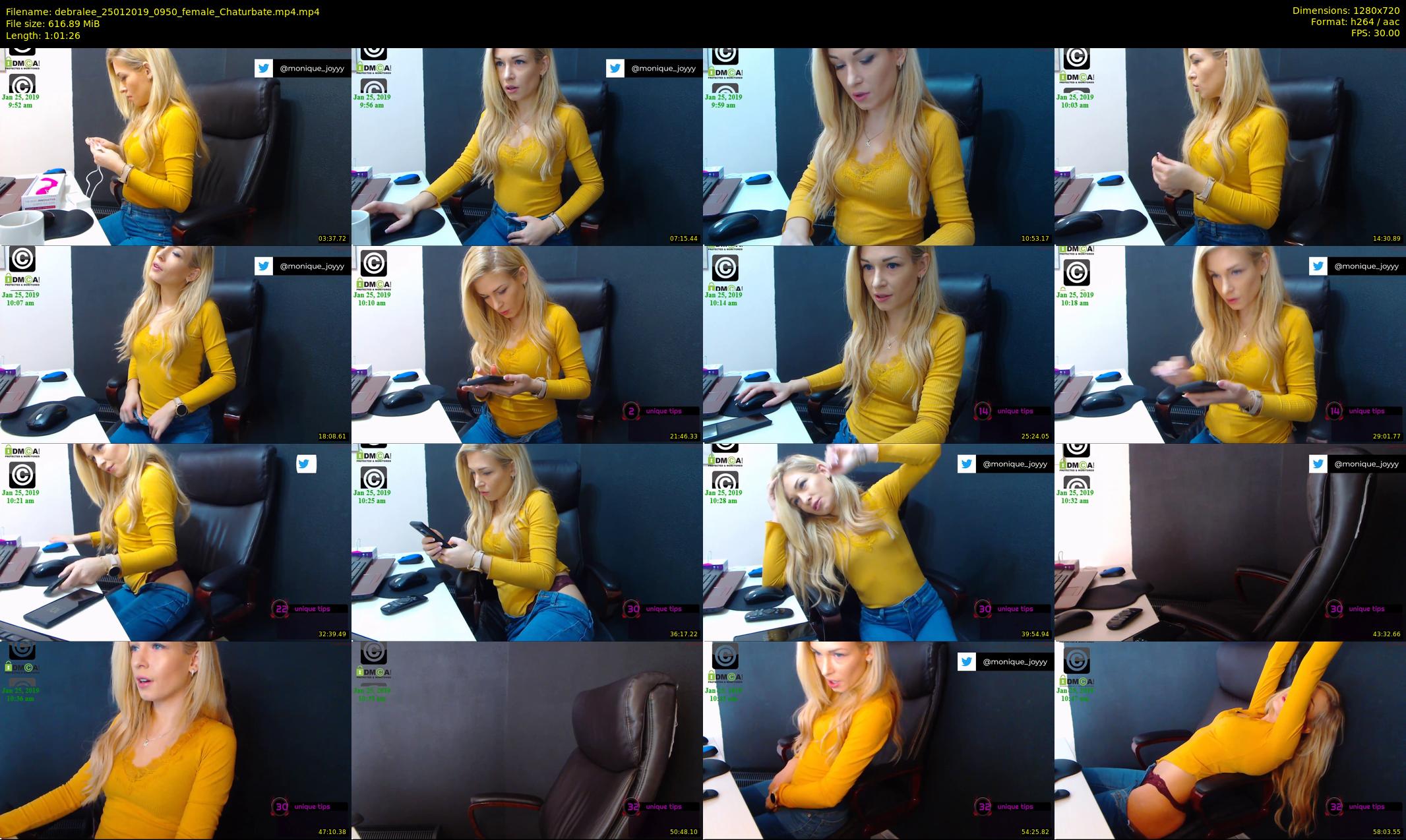 debralee — 62 minute Chaturbate female cam show recording, 720p, Jan 25, 2019