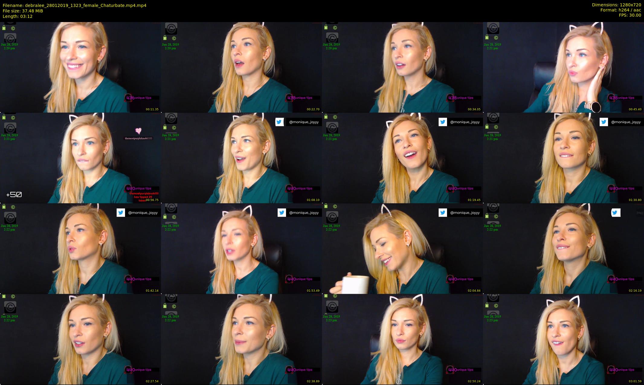 debralee — 4 minute Chaturbate female cam show recording, 720p, Jan 28, 2019