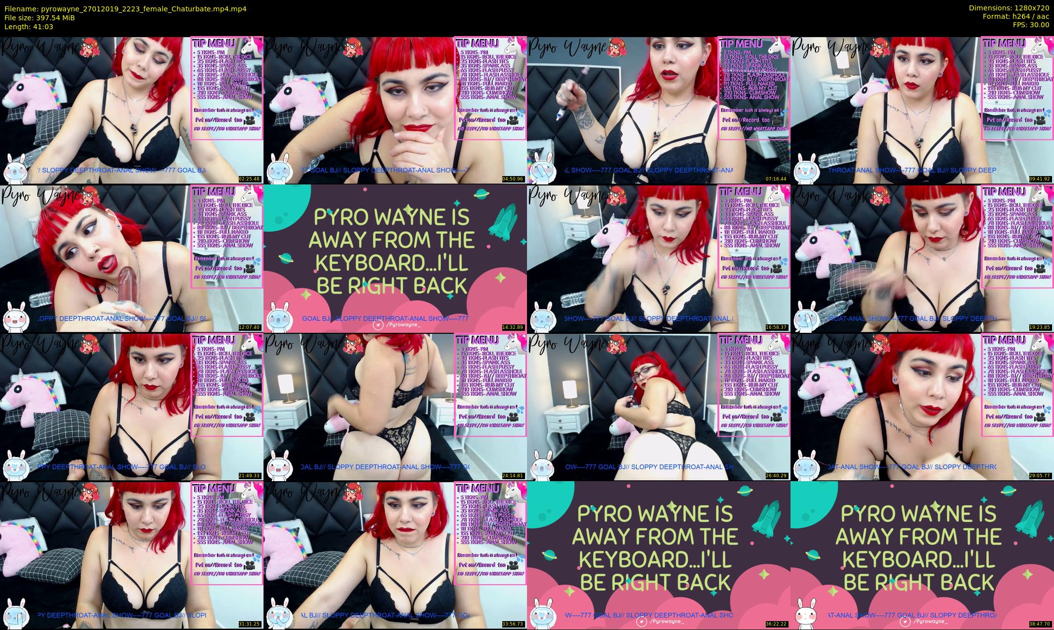 pyrowayne — 42 minute Chaturbate female cam show recording, 720p, Jan 27, 2019