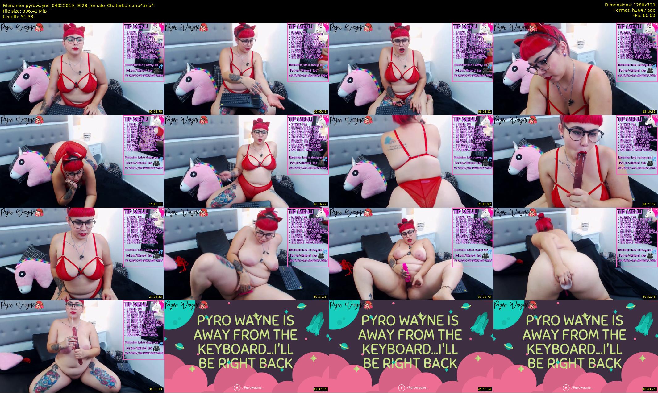 pyrowayne — 52 minute Chaturbate female cam show recording, 720p, Feb 4, 2019
