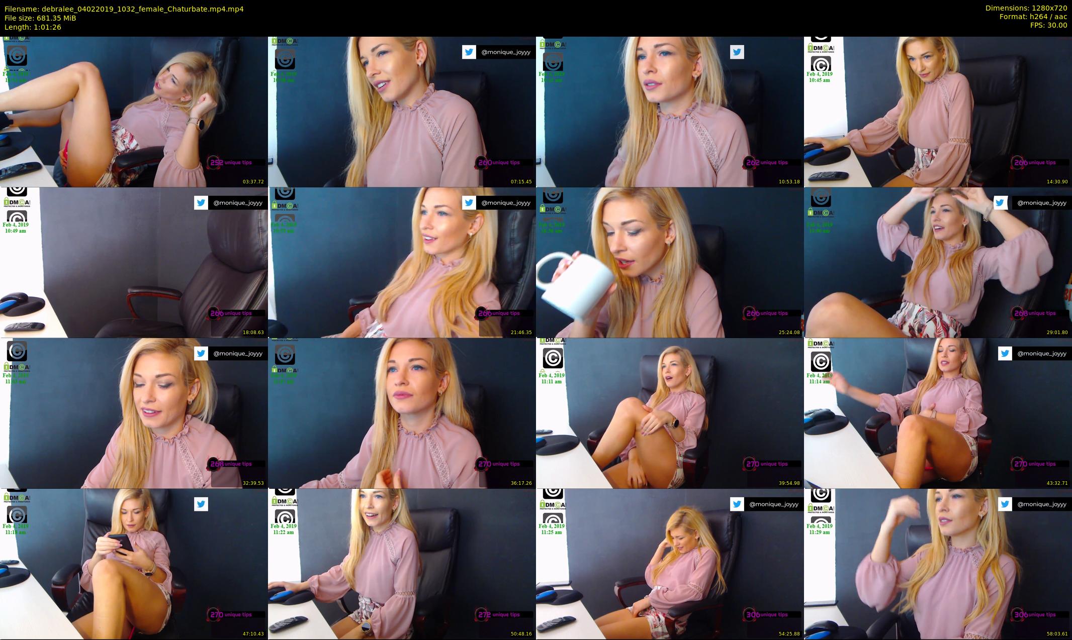 debralee — 62 minute Chaturbate female cam show recording, 720p, Feb 4, 2019