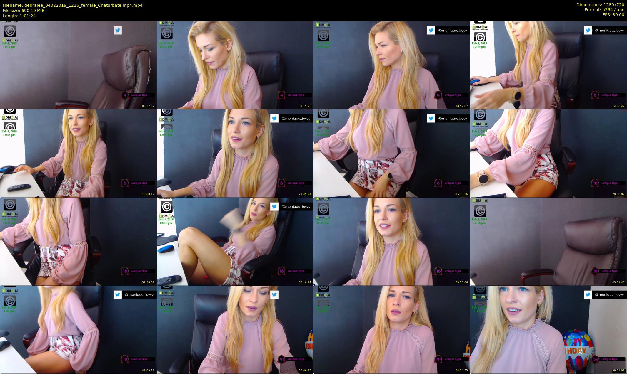 debralee — 62 minute Chaturbate female cam show recording, 720p, Feb 4, 2019