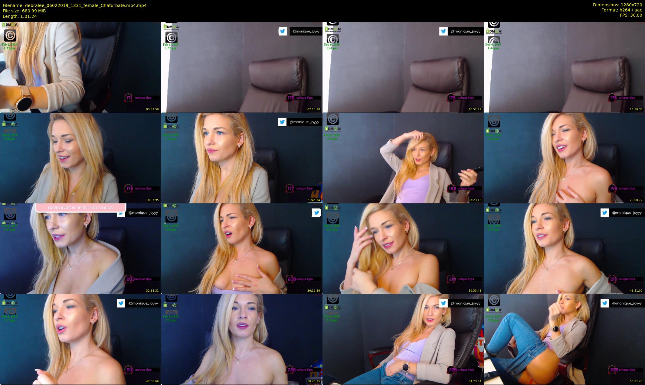 debralee — 62 minute Chaturbate female cam show recording, 720p, Feb 6, 2019