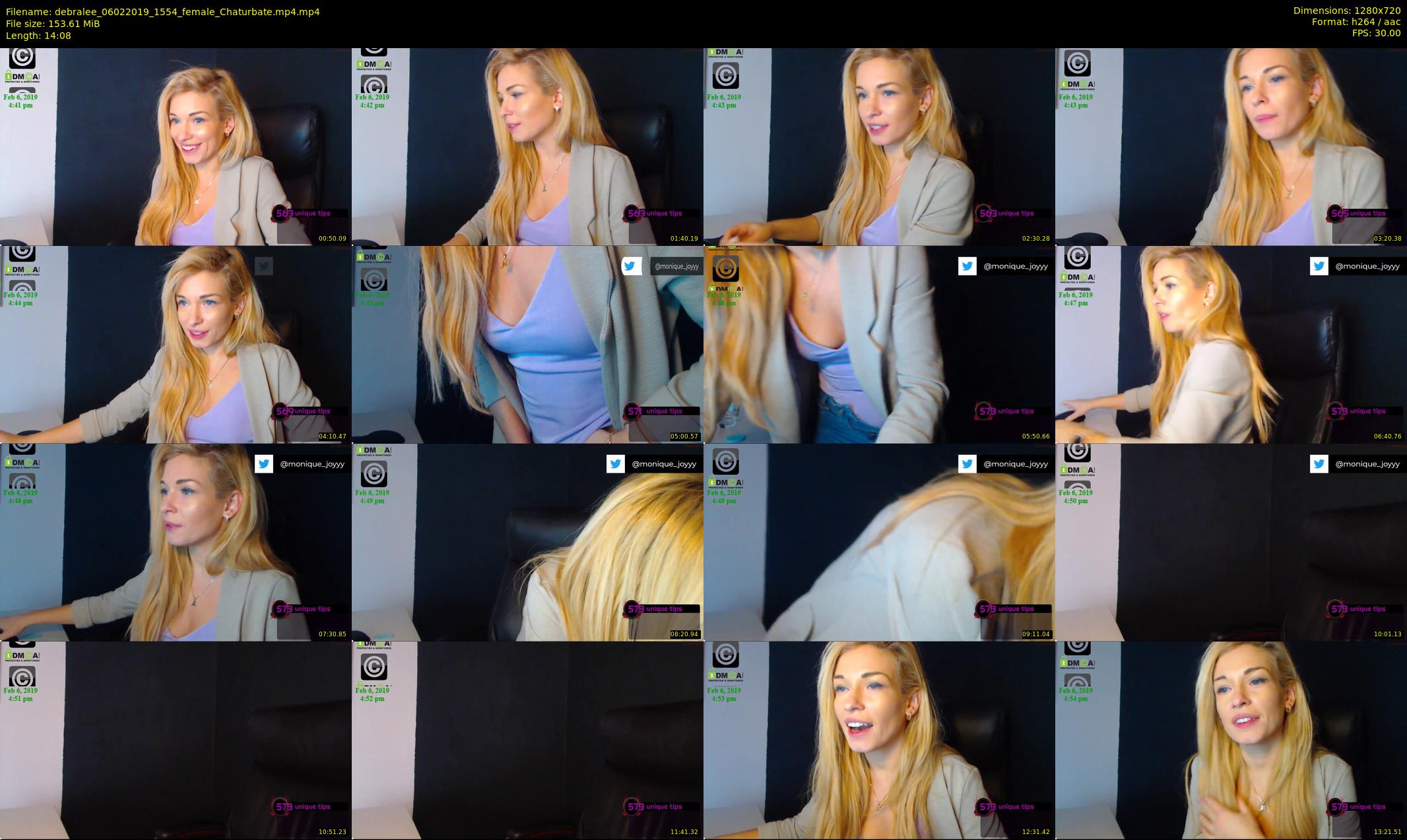 debralee — 15 minute Chaturbate female cam show recording, 720p, Feb 6, 2019