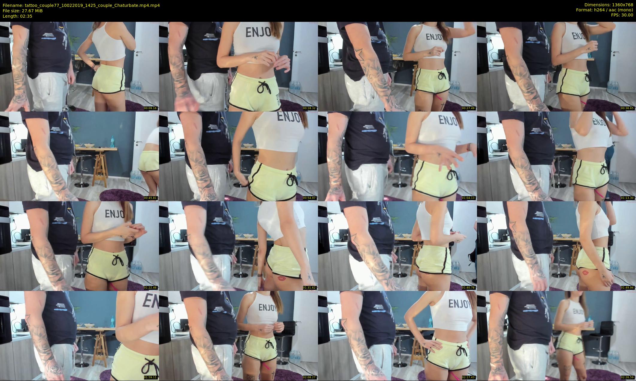 tattoo_couple77 — 3 minute Chaturbate couple cam show recording, 720p, Feb 10, 2019