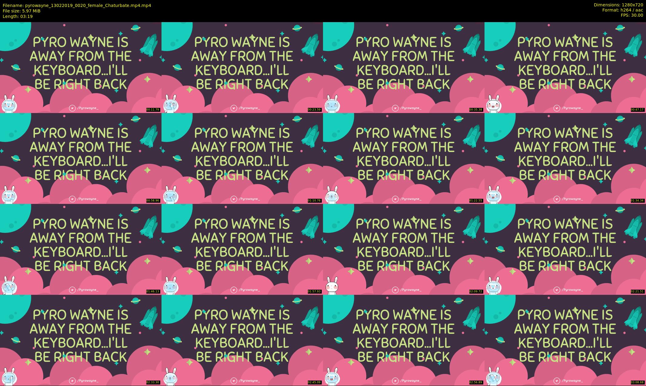 pyrowayne — 4 minute Chaturbate female cam show recording, 720p, Feb 13, 2019