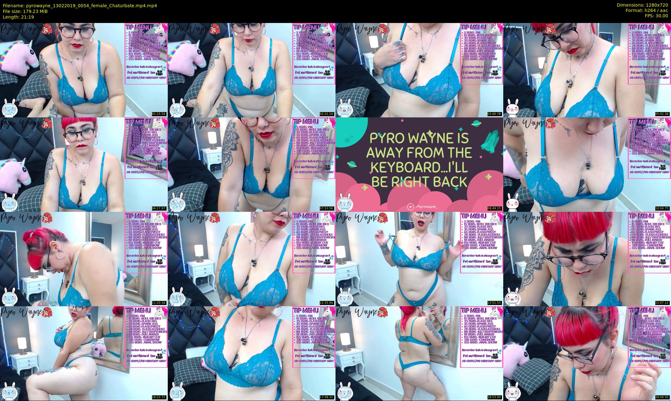 pyrowayne — 22 minute Chaturbate female cam show recording, 720p, Feb 13, 2019