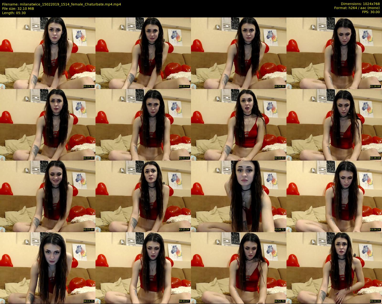 milanatwice — 6 minute Chaturbate female cam show recording, 720p, Feb 15, 2019
