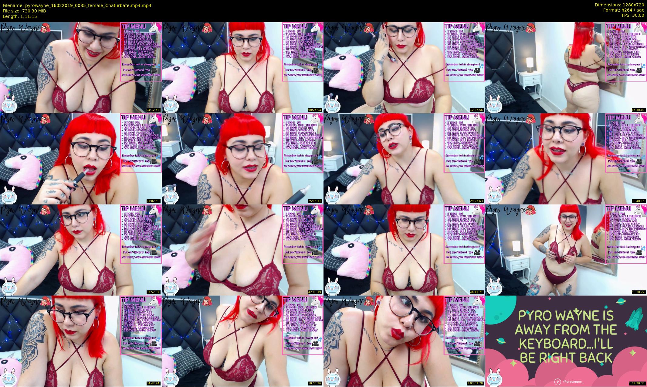 pyrowayne — 72 minute Chaturbate female cam show recording, 720p, Feb 16, 2019