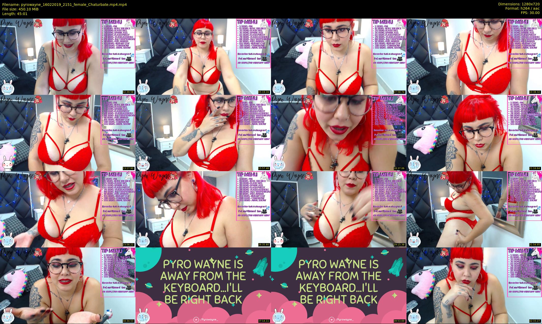 pyrowayne — 46 minute Chaturbate female cam show recording, 720p, Feb 16, 2019