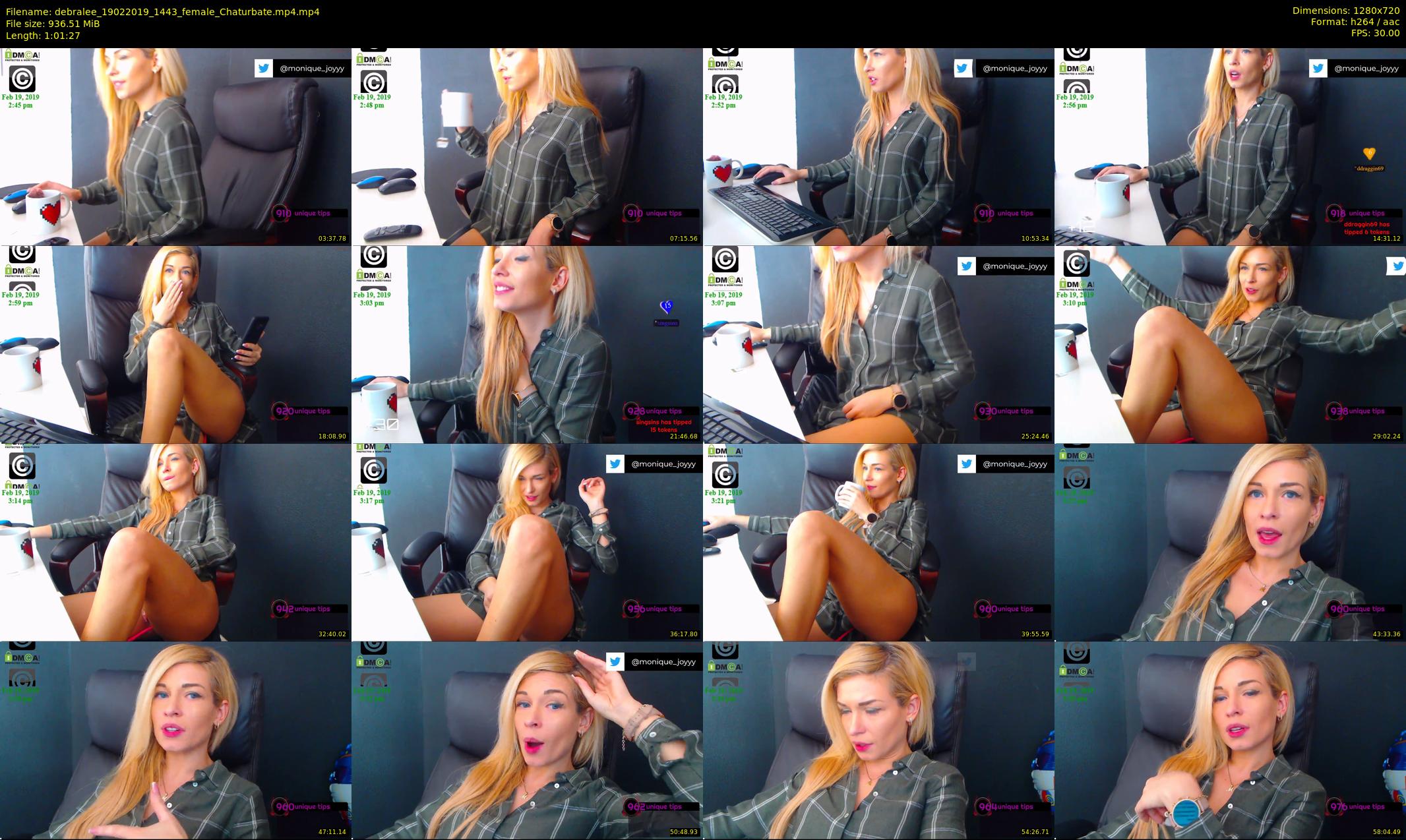 debralee — 62 minute Chaturbate female cam show recording, 720p, Feb 19, 2019