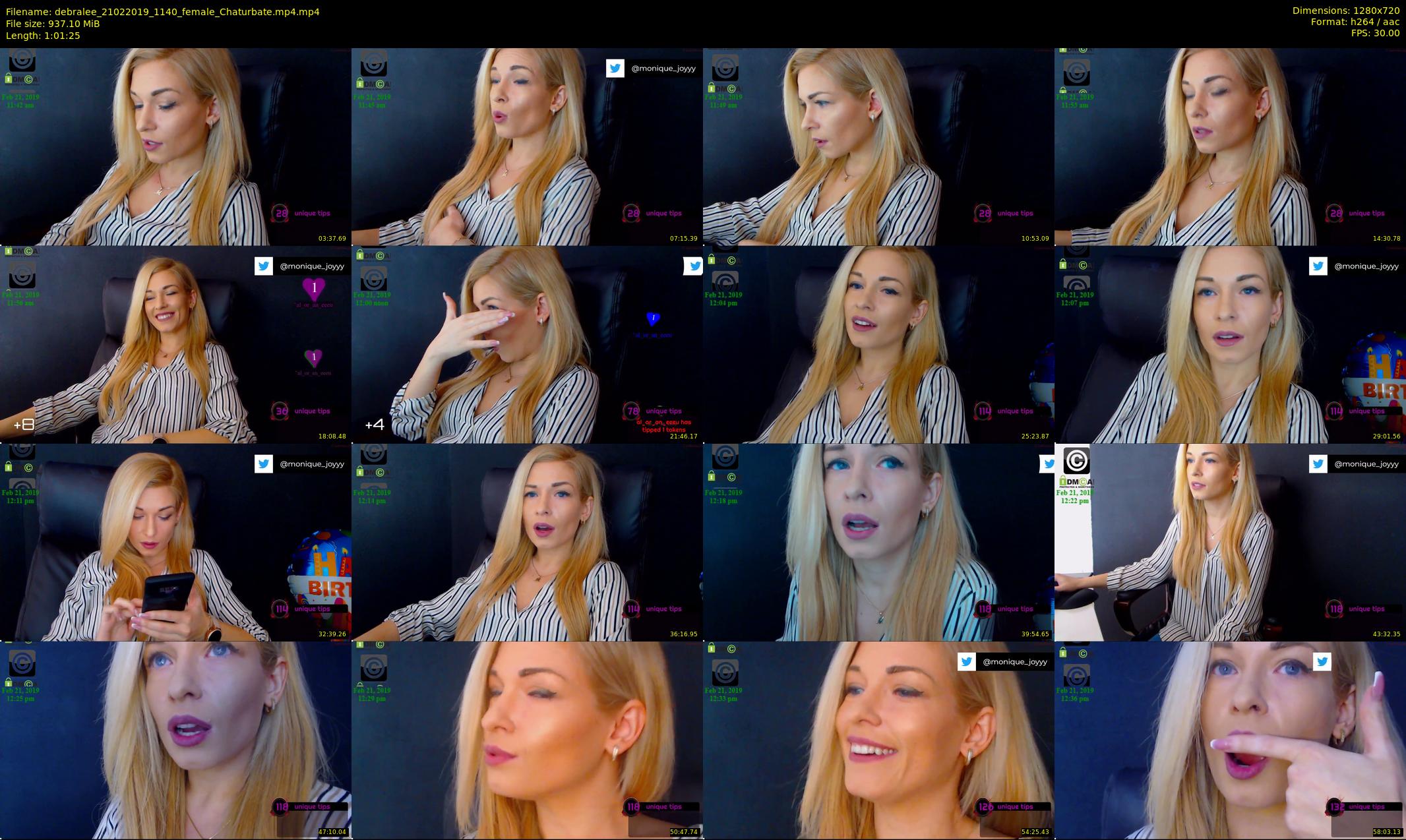 debralee — 62 minute Chaturbate female cam show recording, 720p, Feb 21, 2019
