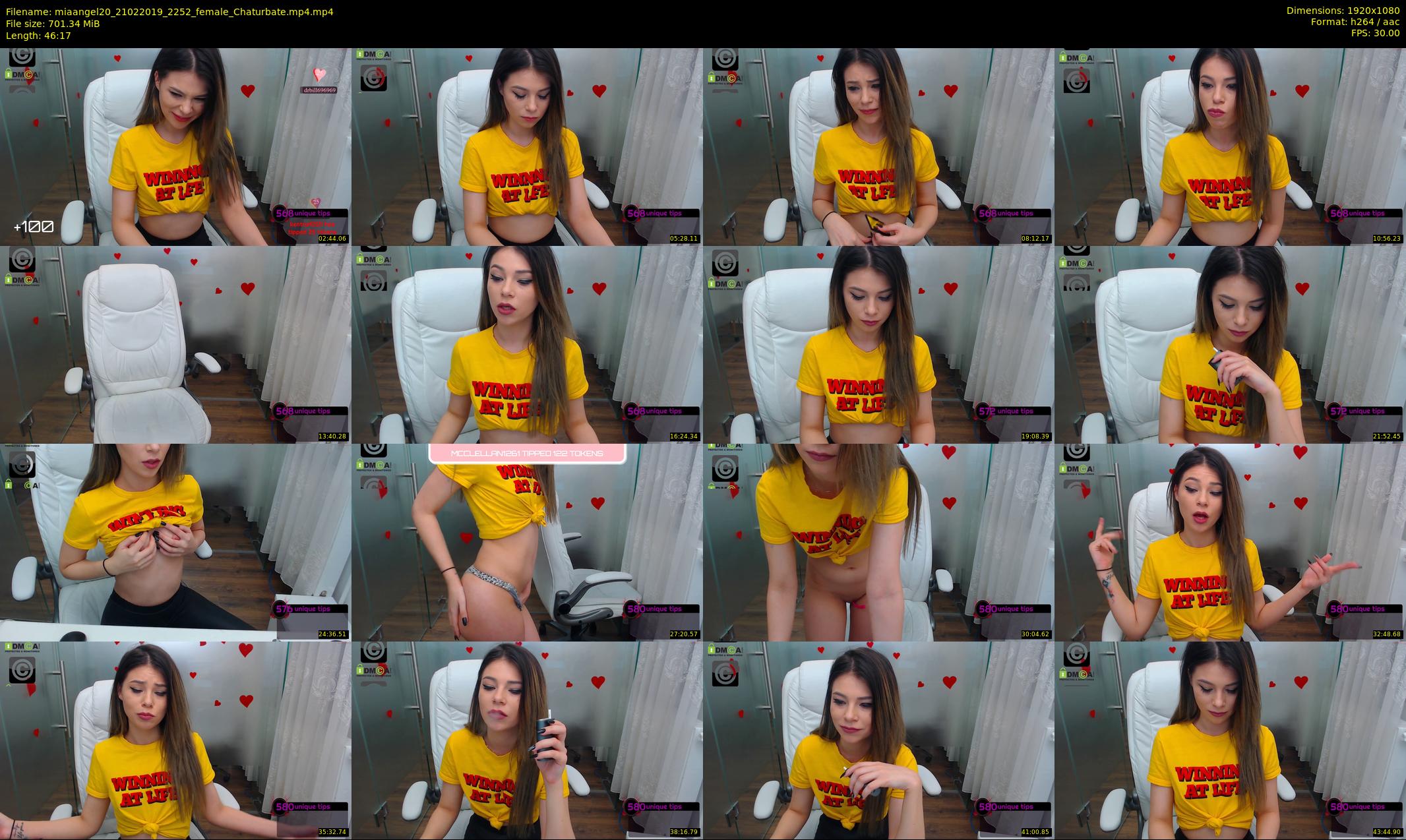 miaangel20 — 47 minute Chaturbate female cam show recording, 1080p, Feb 21, 2019