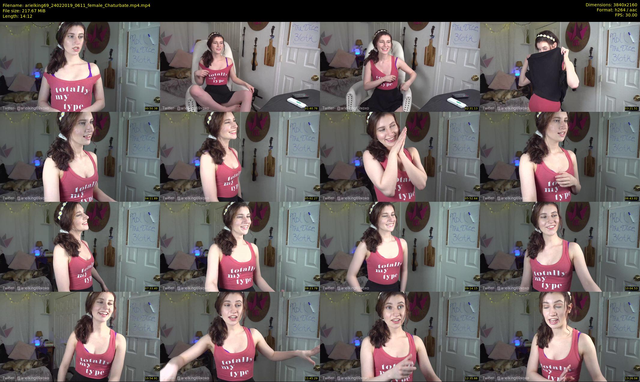arielking69 — 15 minute Chaturbate female cam show recording, 4K, Feb 24, 2019