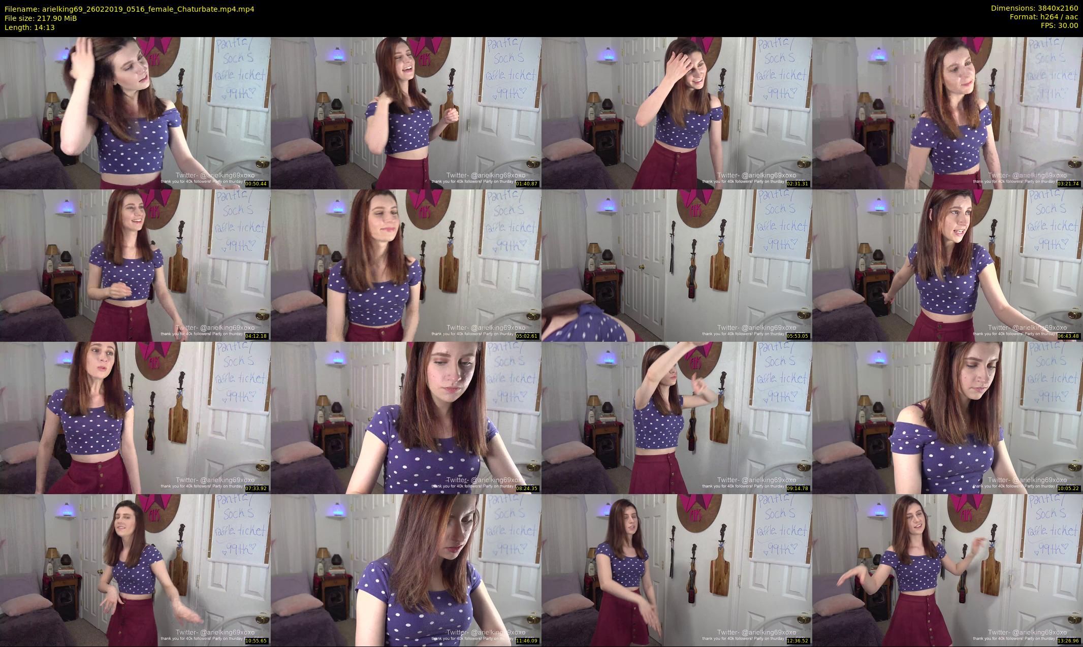 arielking69 — 15 minute Chaturbate female cam show recording, 4K, Feb 26, 2019