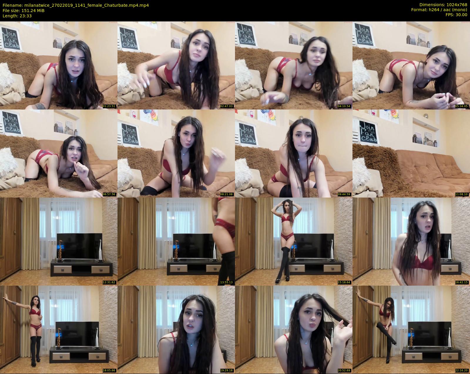 milanatwice — 24 minute Chaturbate female cam show recording, 720p, Feb 27, 2019