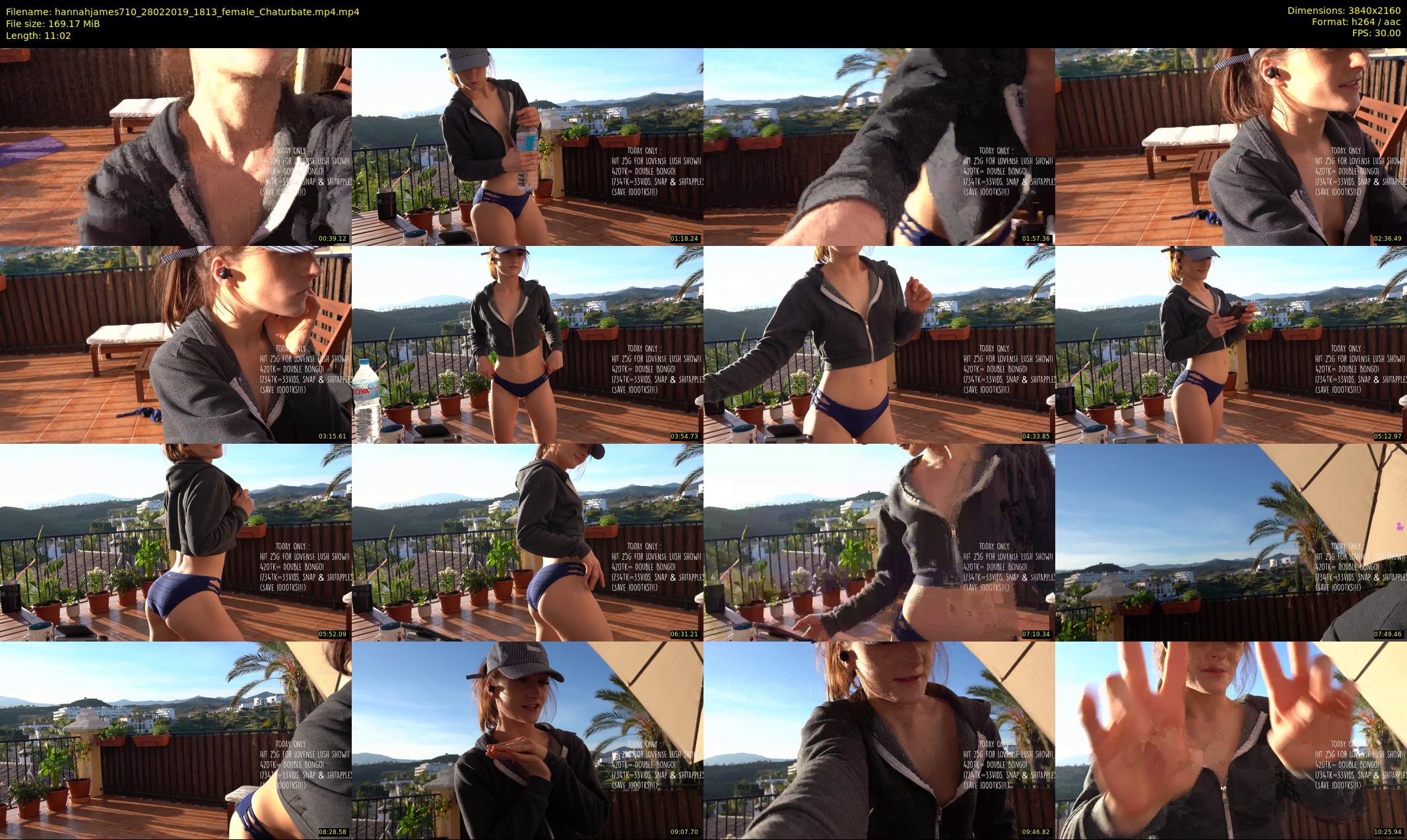 hannahjames710 — 12 minute Chaturbate female cam show recording, 4K, Feb 28, 2019