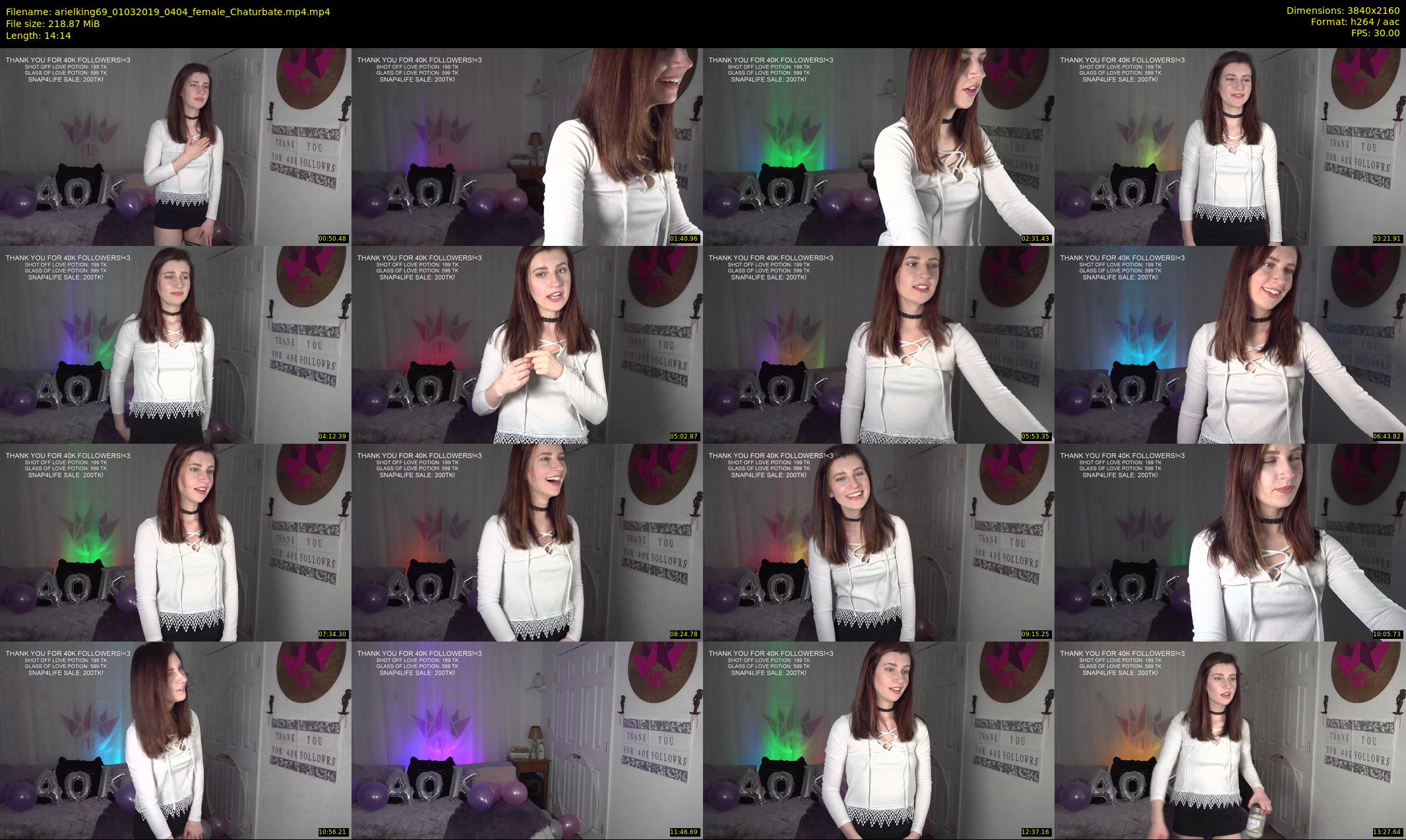arielking69 — 15 minute Chaturbate female cam show recording, 4K, Mar 1, 2019
