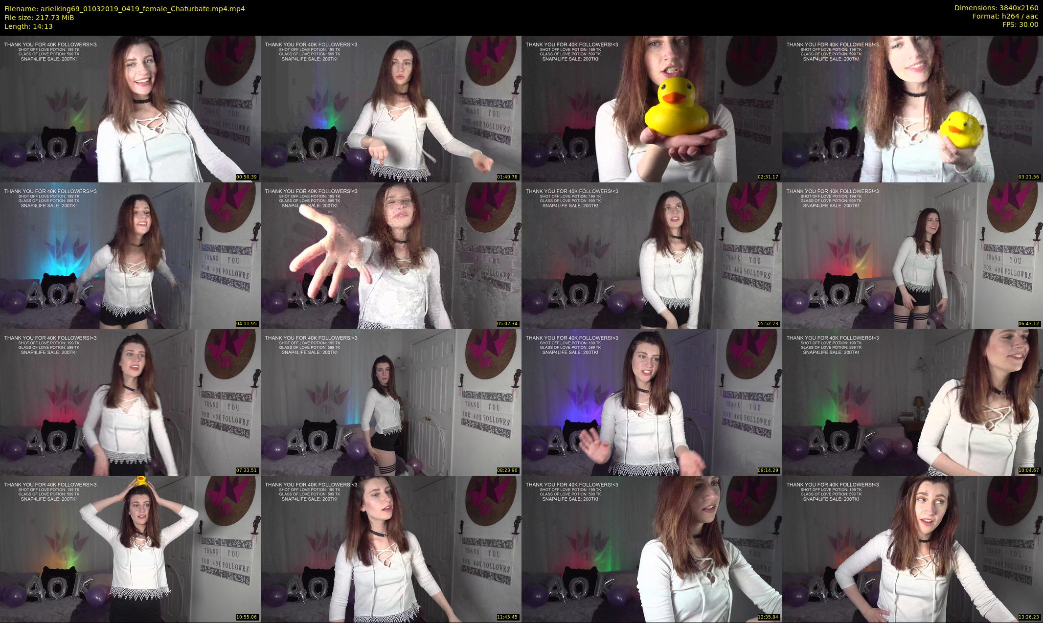 arielking69 — 15 minute Chaturbate female cam show recording, 4K, Mar 1, 2019