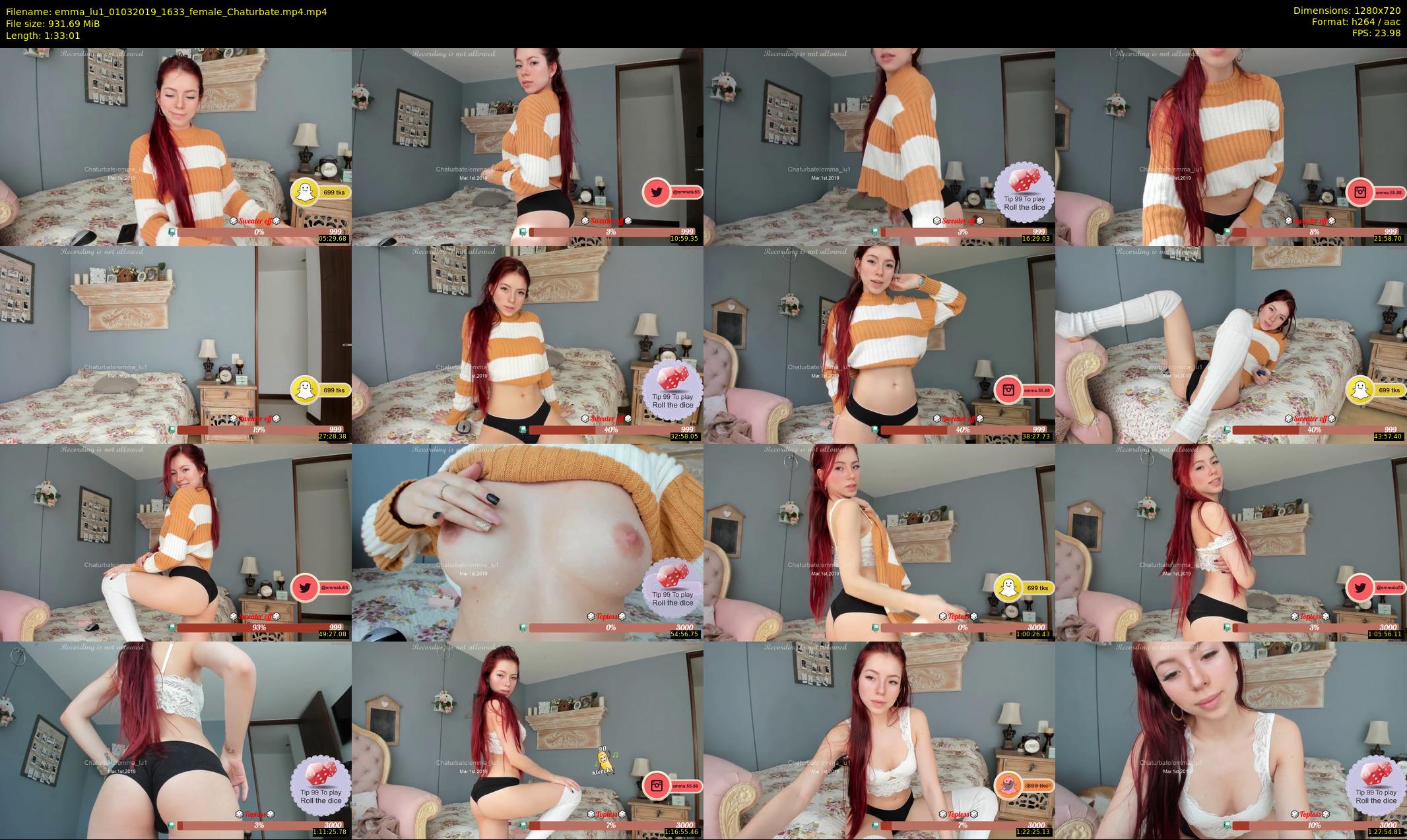 emma_lu1 — 94 minute Chaturbate female cam show recording, 720p, Mar 1, 2019