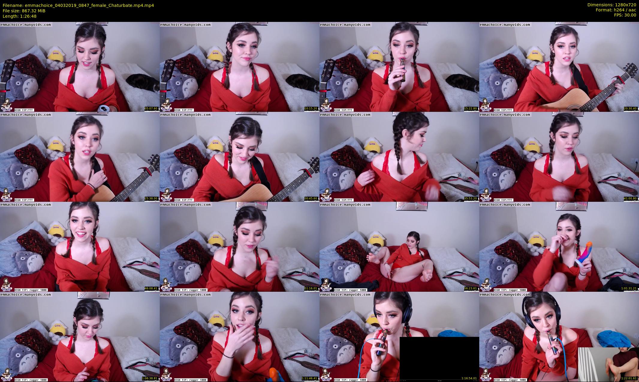 emmachoice — 87 minute Chaturbate female cam show recording, 720p, Mar 4, 2019