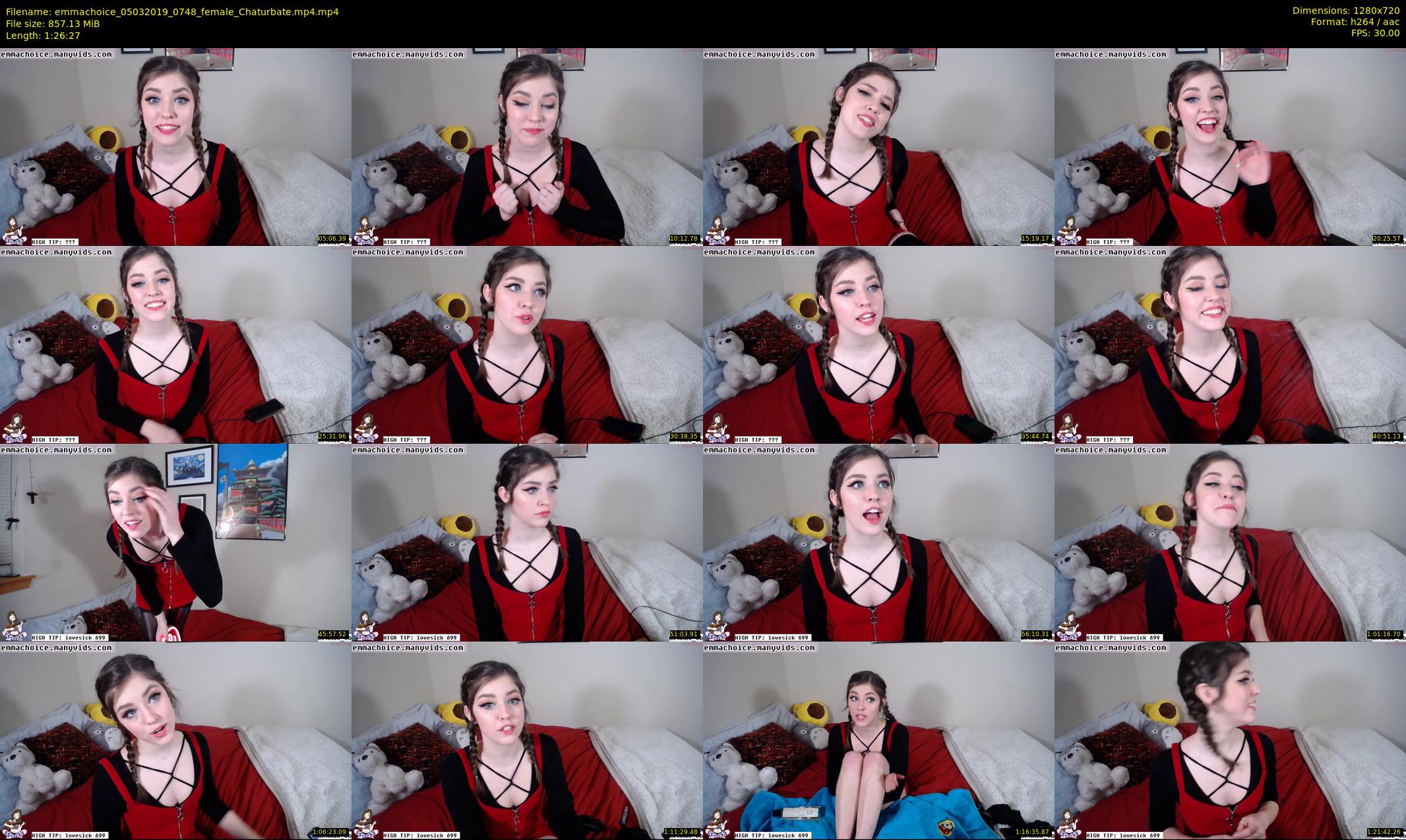 emmachoice — 87 minute Chaturbate female cam show recording, 720p, Mar 5, 2019