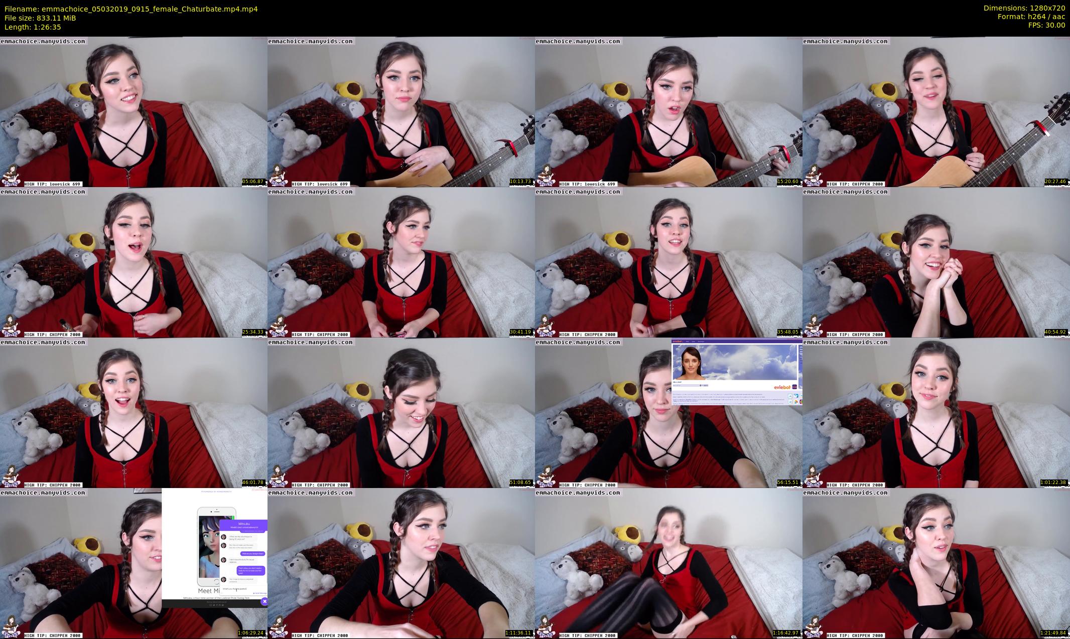 emmachoice — 87 minute Chaturbate female cam show recording, 720p, Mar 5, 2019
