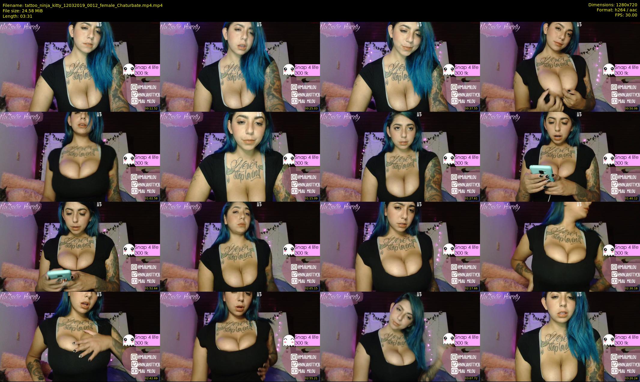 tattoo_ninja_kitty — 4 minute Chaturbate female cam show recording, 720p, Mar 12, 2019