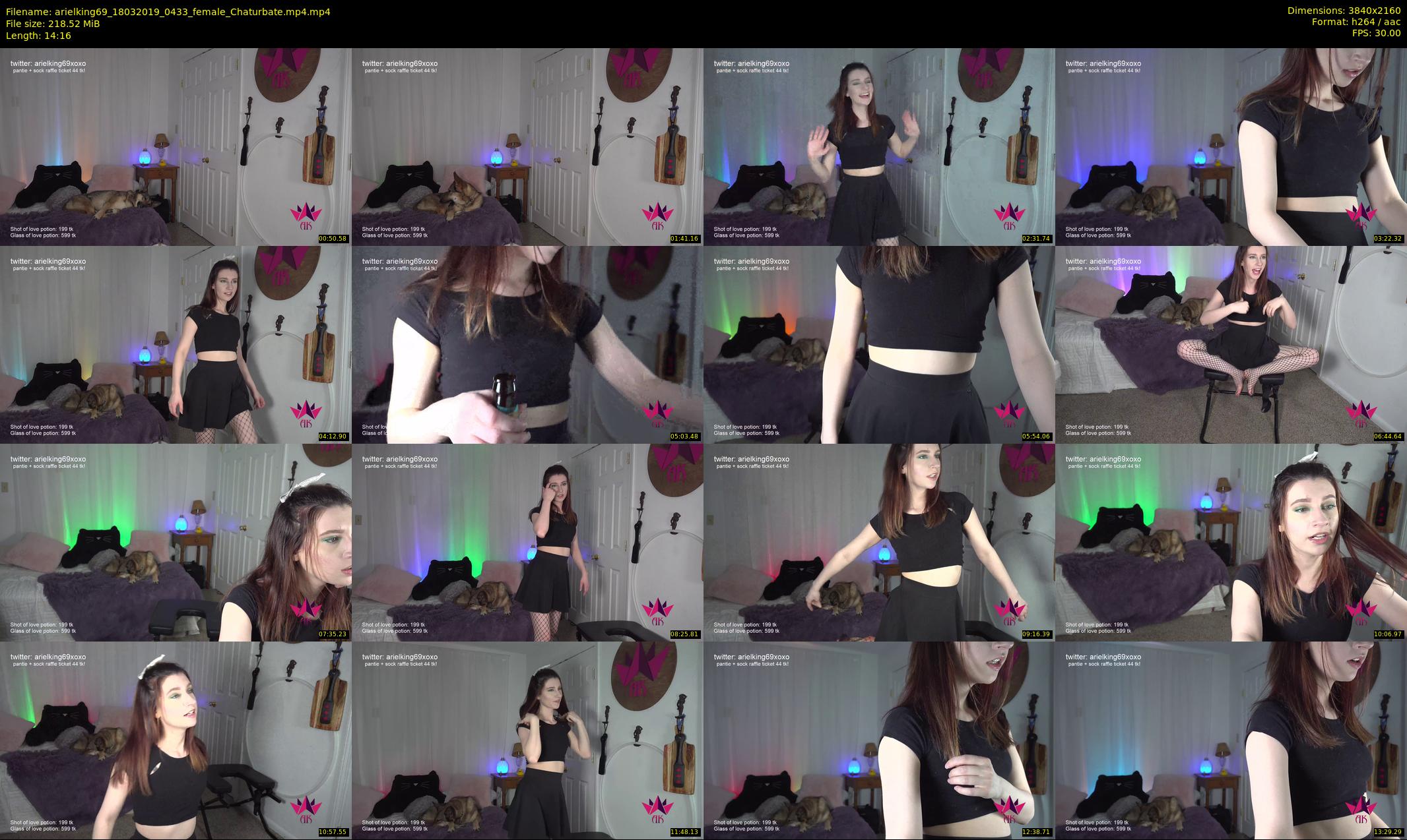 arielking69 — 15 minute Chaturbate female cam show recording, 4K, Mar 18, 2019
