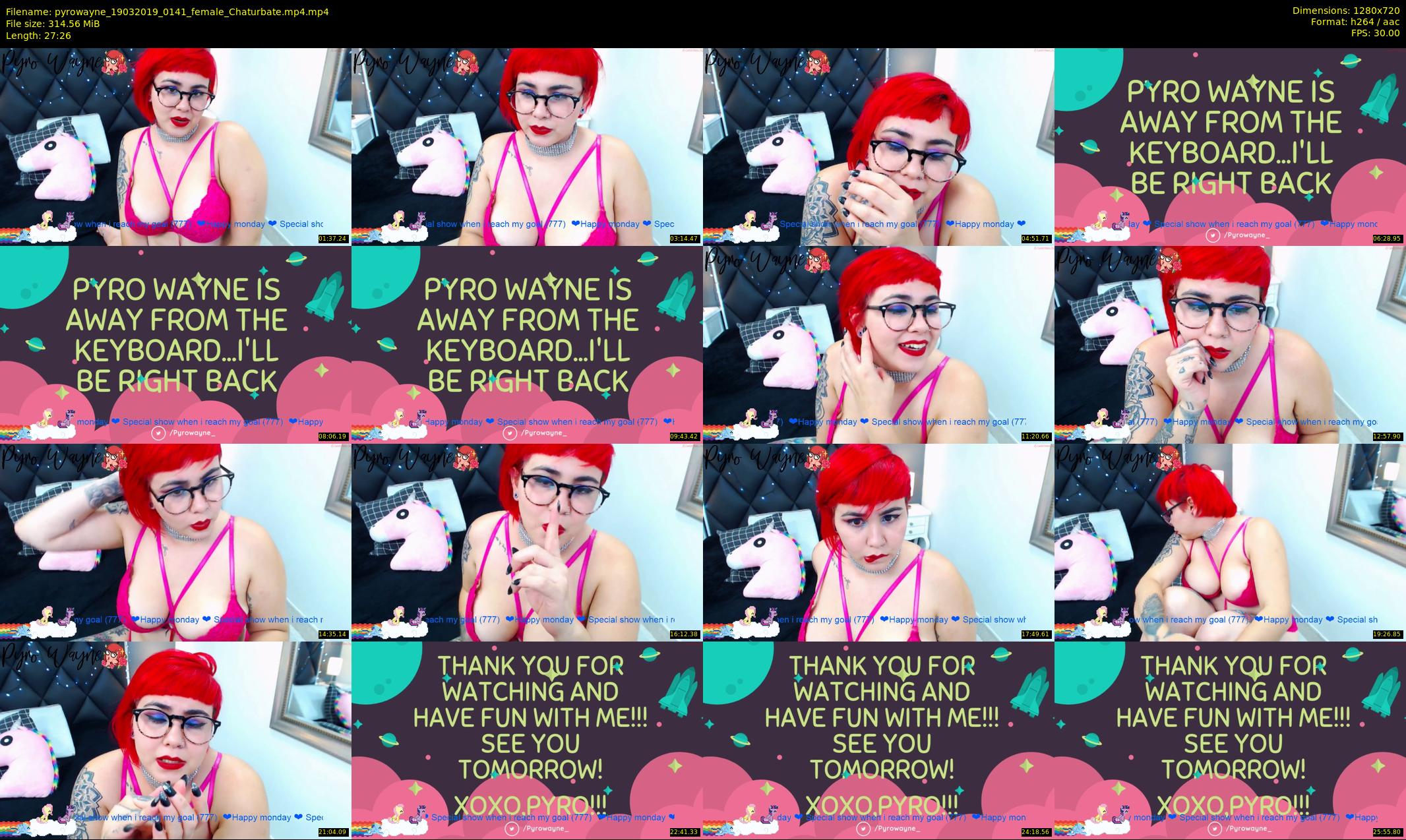 pyrowayne — 28 minute Chaturbate female cam show recording, 720p, Mar 19, 2019
