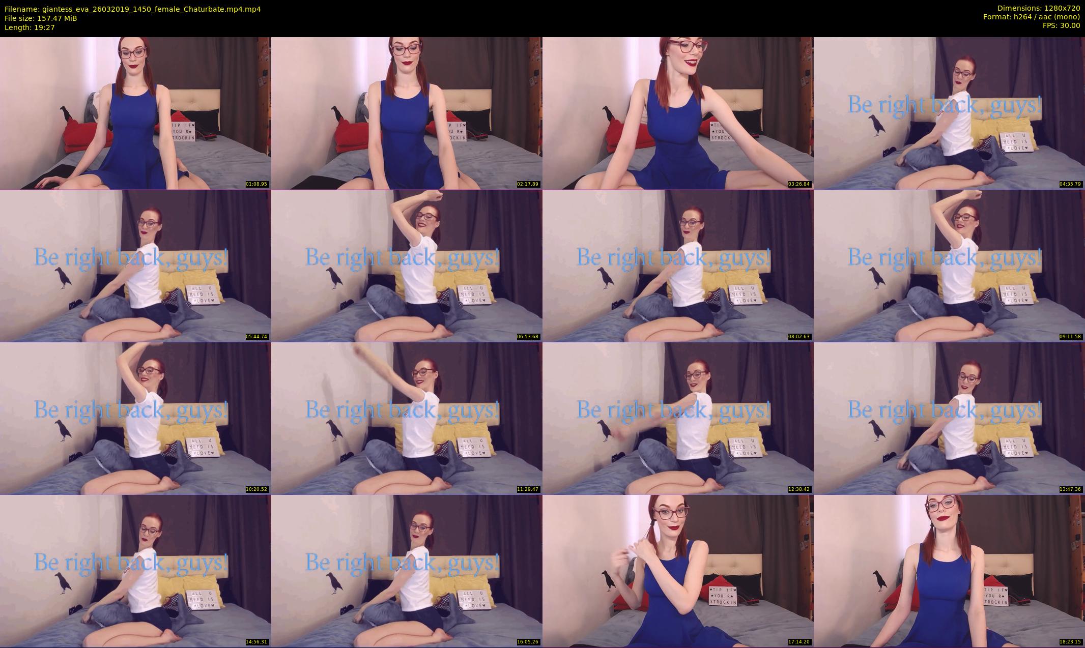 giantess_eva — 20 minute Chaturbate female cam show recording, 720p, Mar 26, 2019