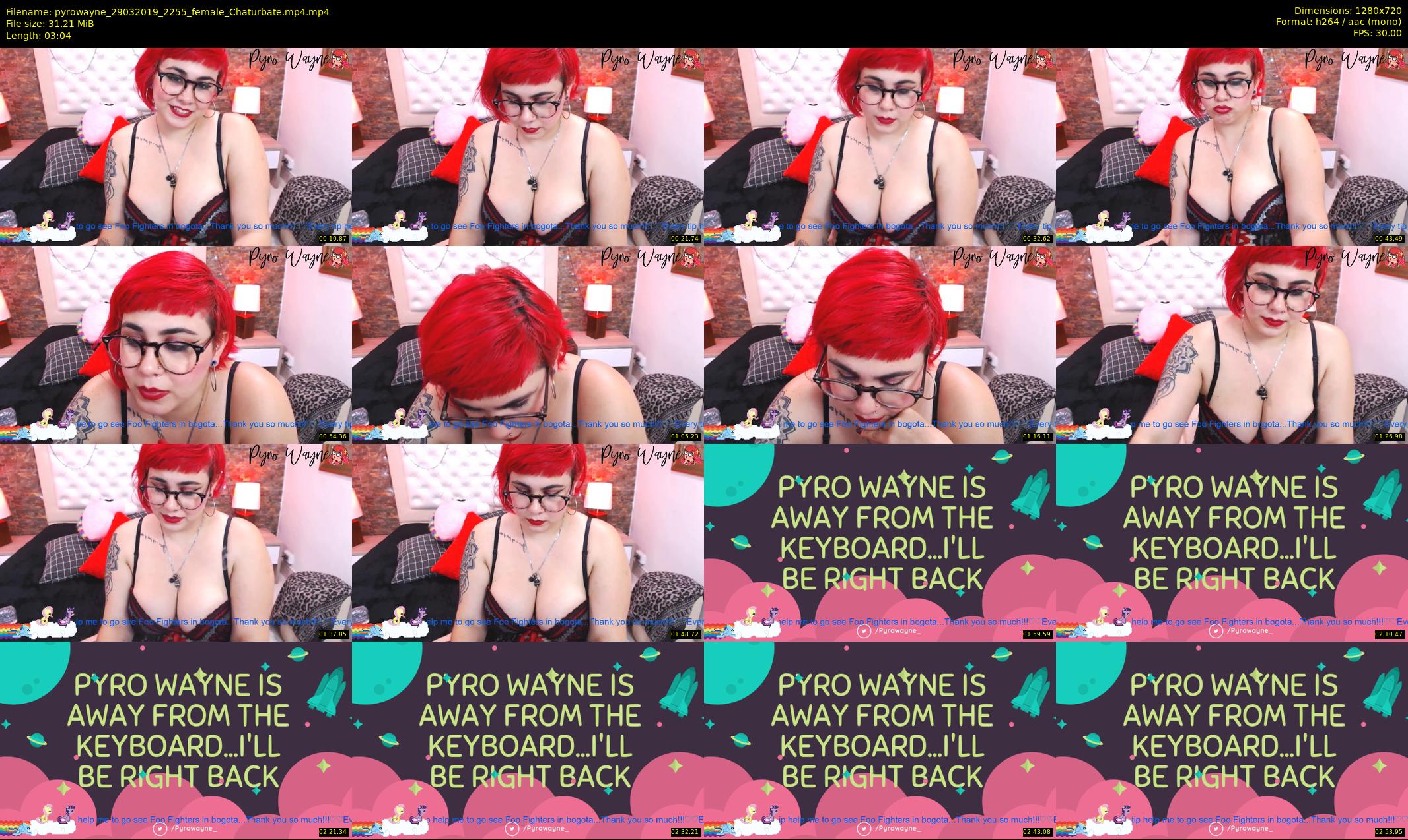 pyrowayne — 4 minute Chaturbate female cam show recording, 720p, Mar 29, 2019