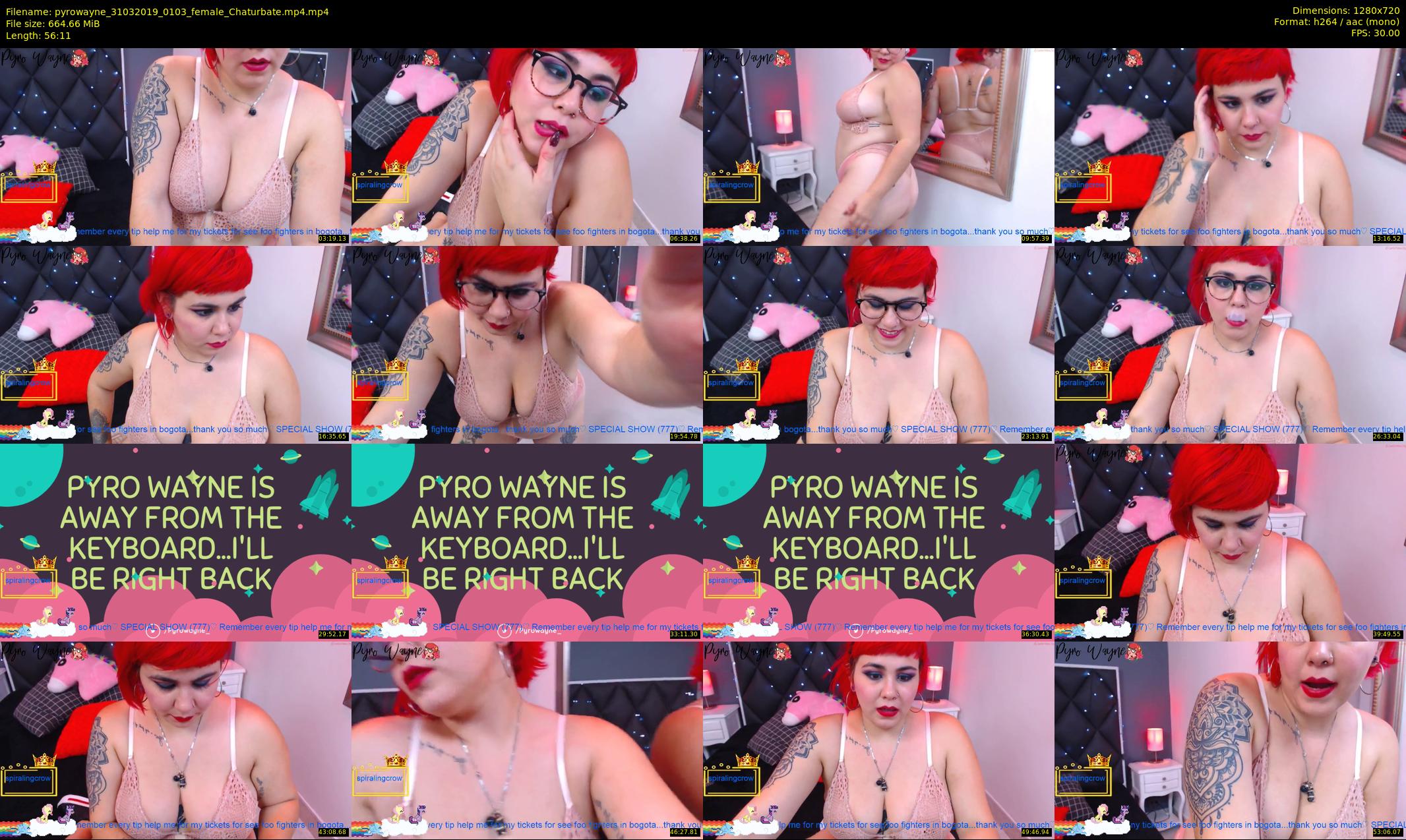 pyrowayne — 57 minute Chaturbate female cam show recording, 720p, Mar 31, 2019