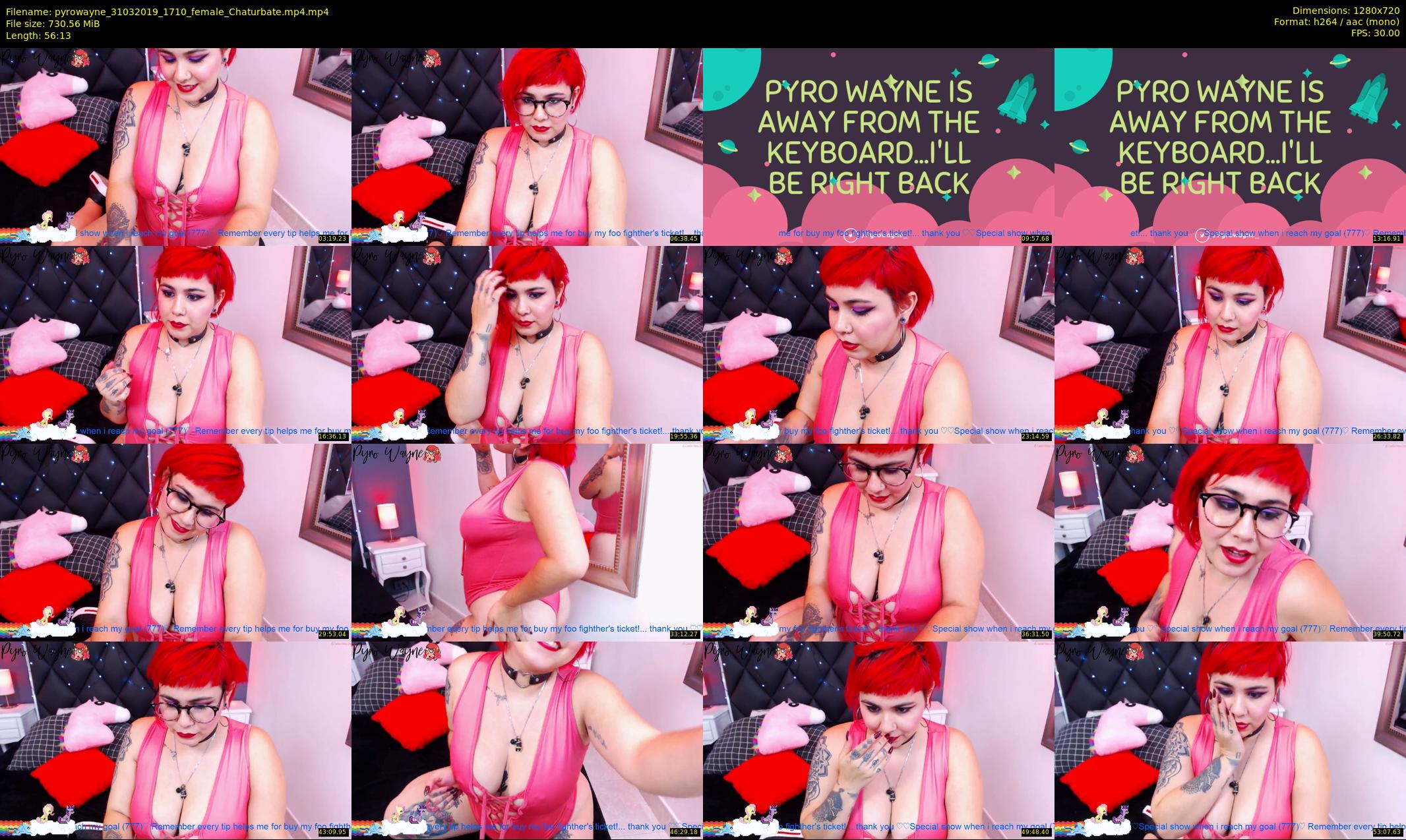 pyrowayne — 57 minute Chaturbate female cam show recording, 720p, Mar 31, 2019