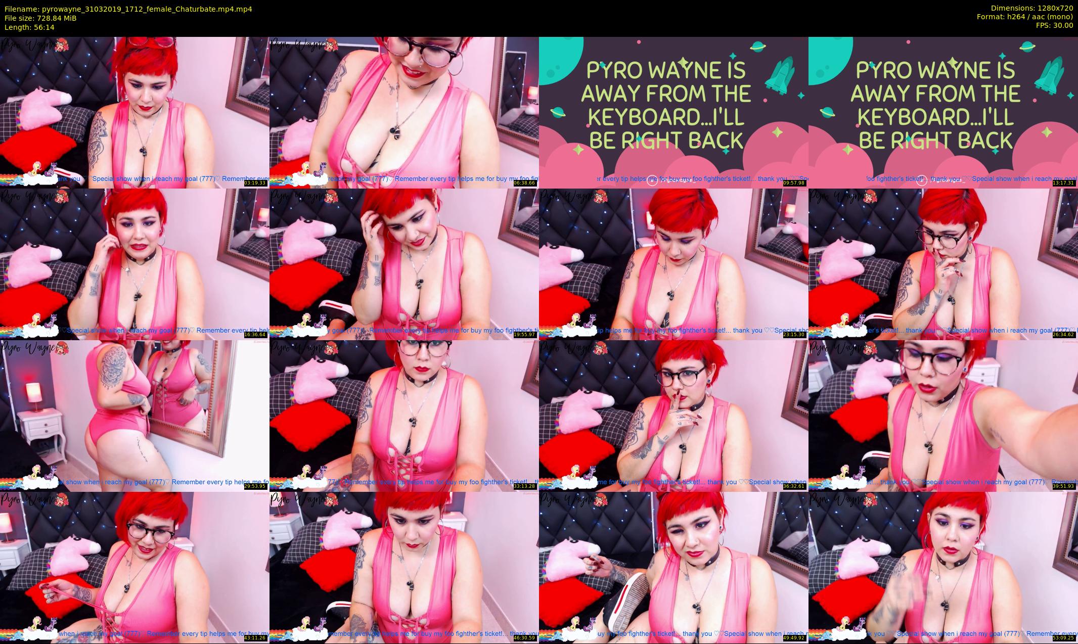 pyrowayne — 57 minute Chaturbate female cam show recording, 720p, Mar 31, 2019