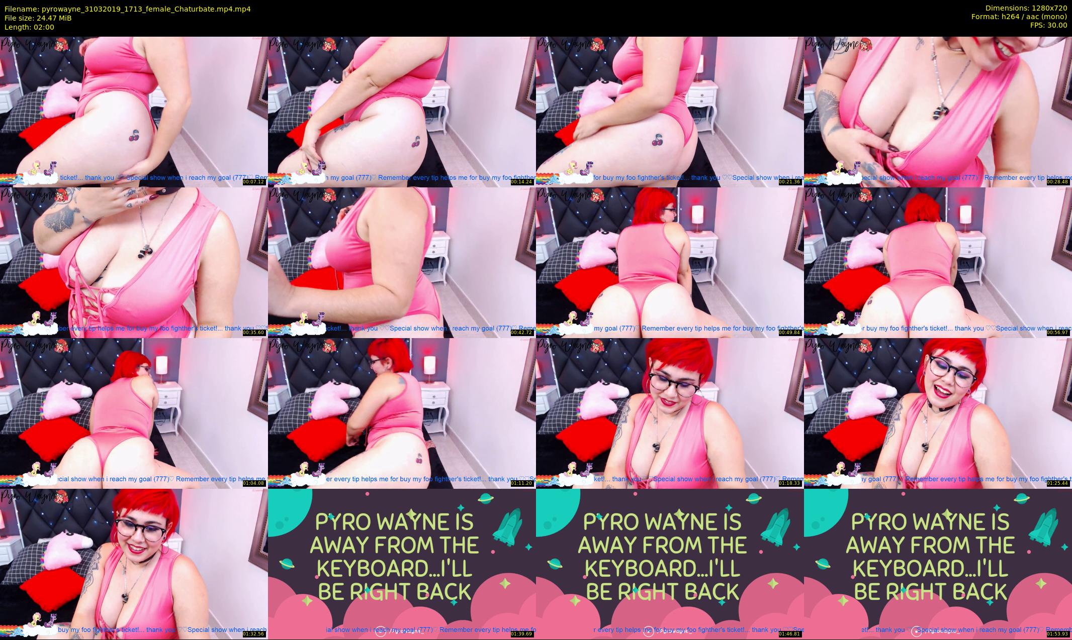 pyrowayne — 2 minute Chaturbate female cam show recording, 720p, Mar 31, 2019
