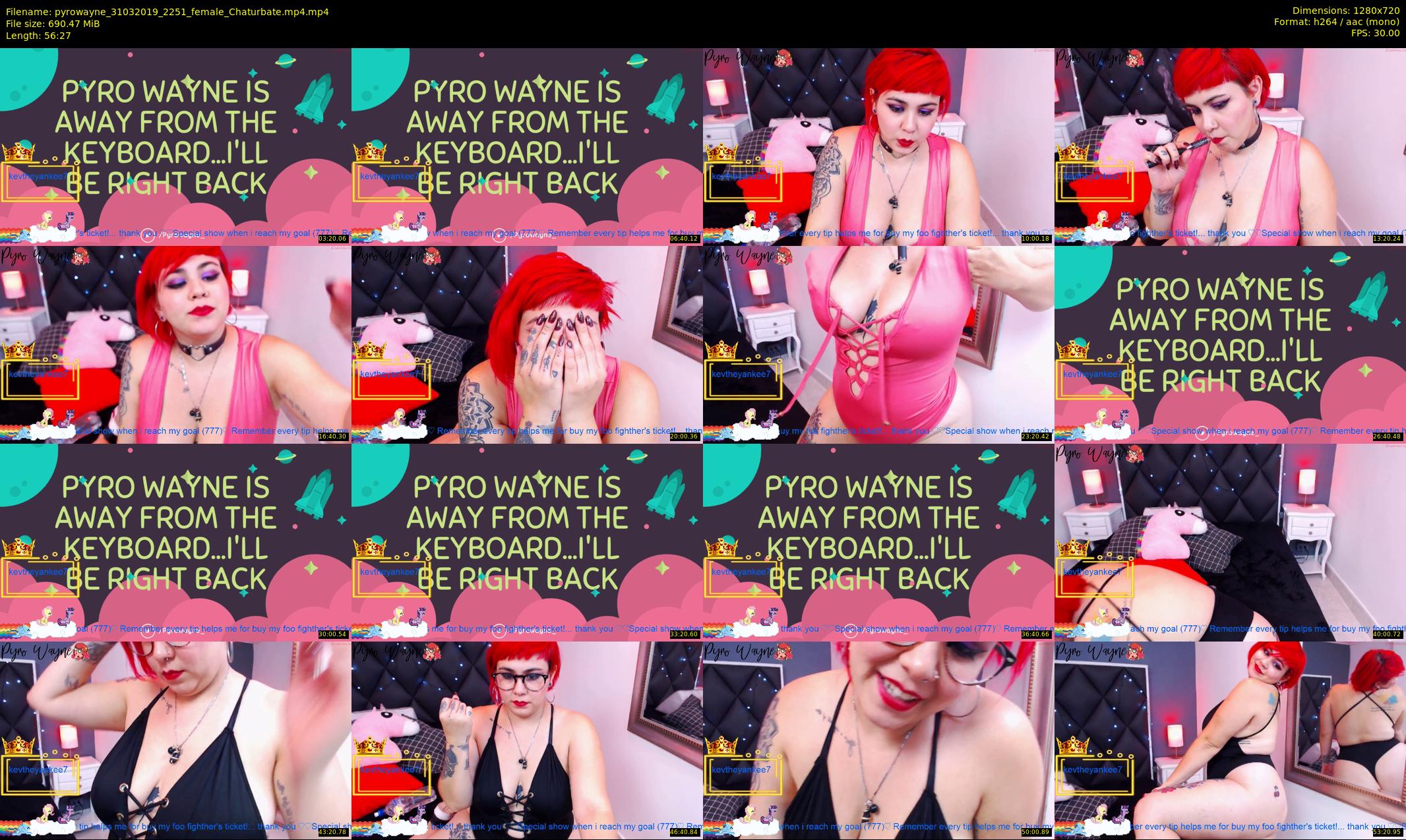 pyrowayne — 57 minute Chaturbate female cam show recording, 720p, Mar 31, 2019