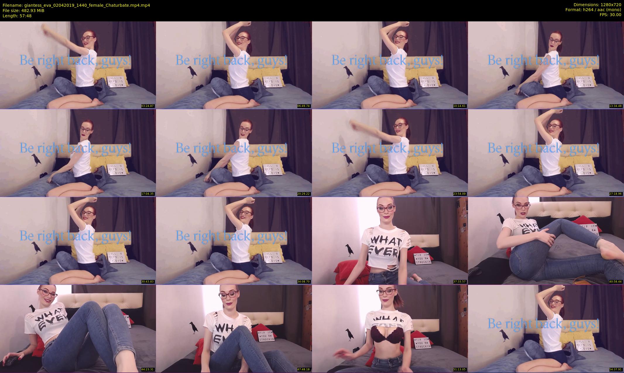 giantess_eva — 58 minute Chaturbate female cam show recording, 720p, Apr 2, 2019