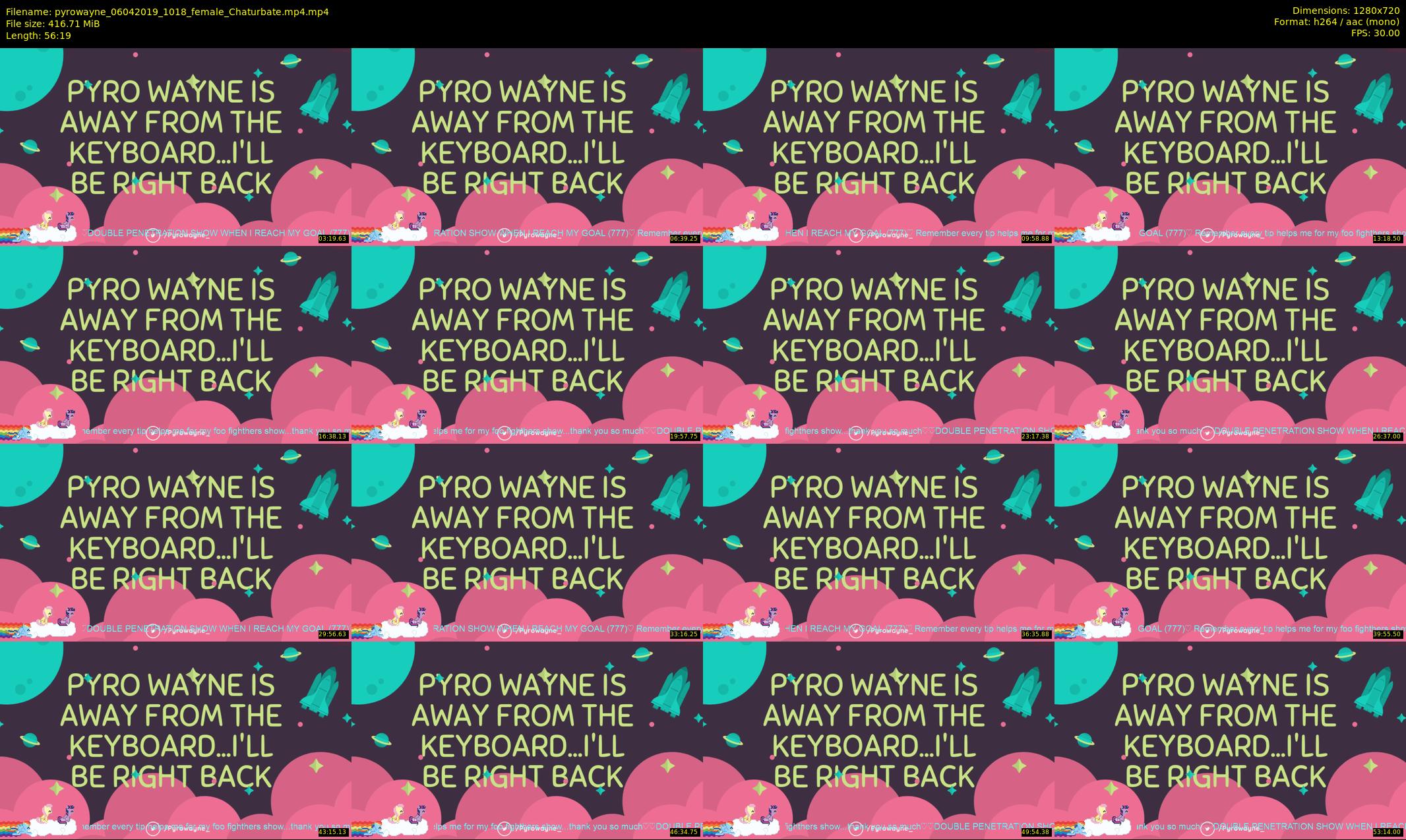 pyrowayne — 57 minute Chaturbate female cam show recording, 720p, Apr 6, 2019