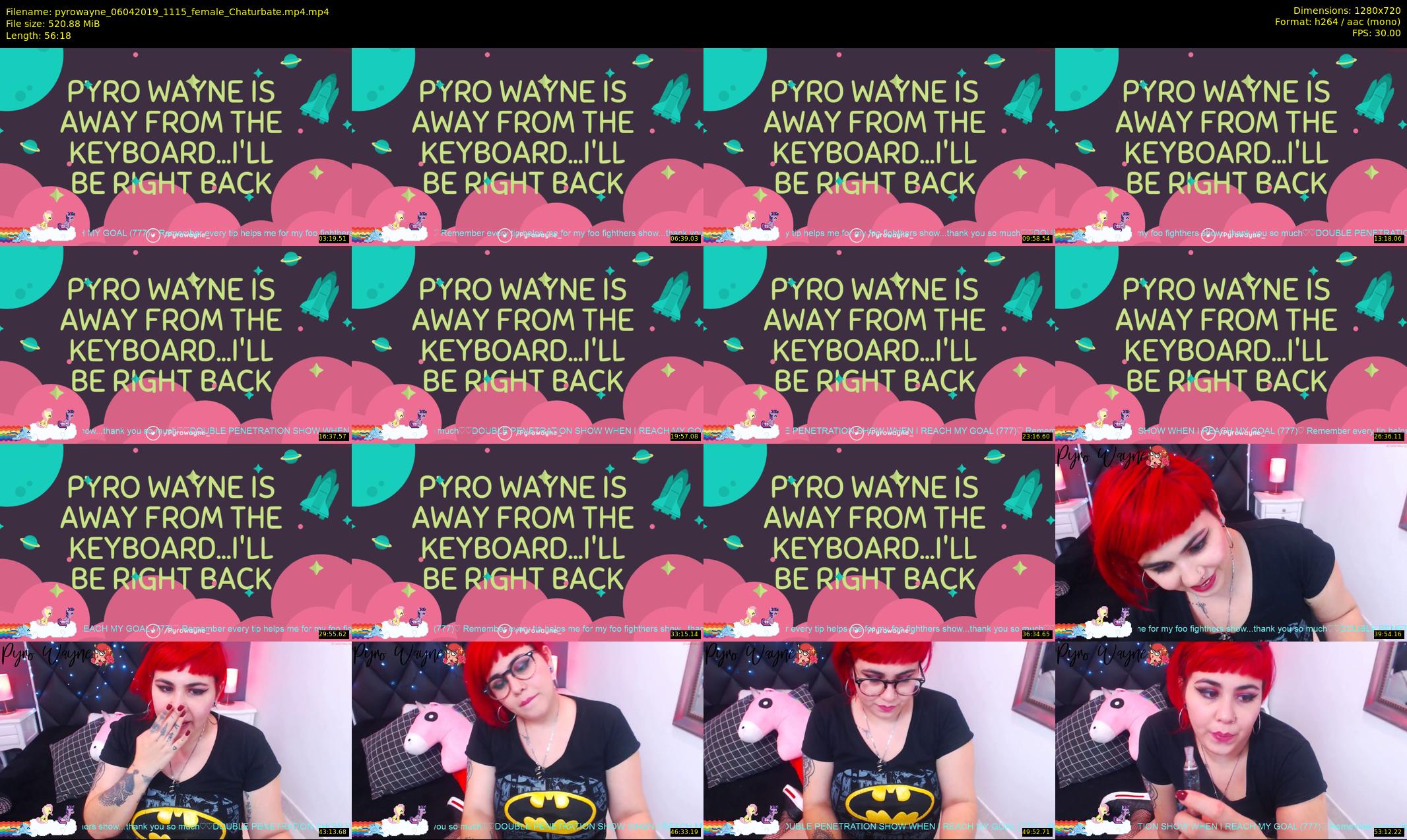 pyrowayne — 57 minute Chaturbate female cam show recording, 720p, Apr 6, 2019
